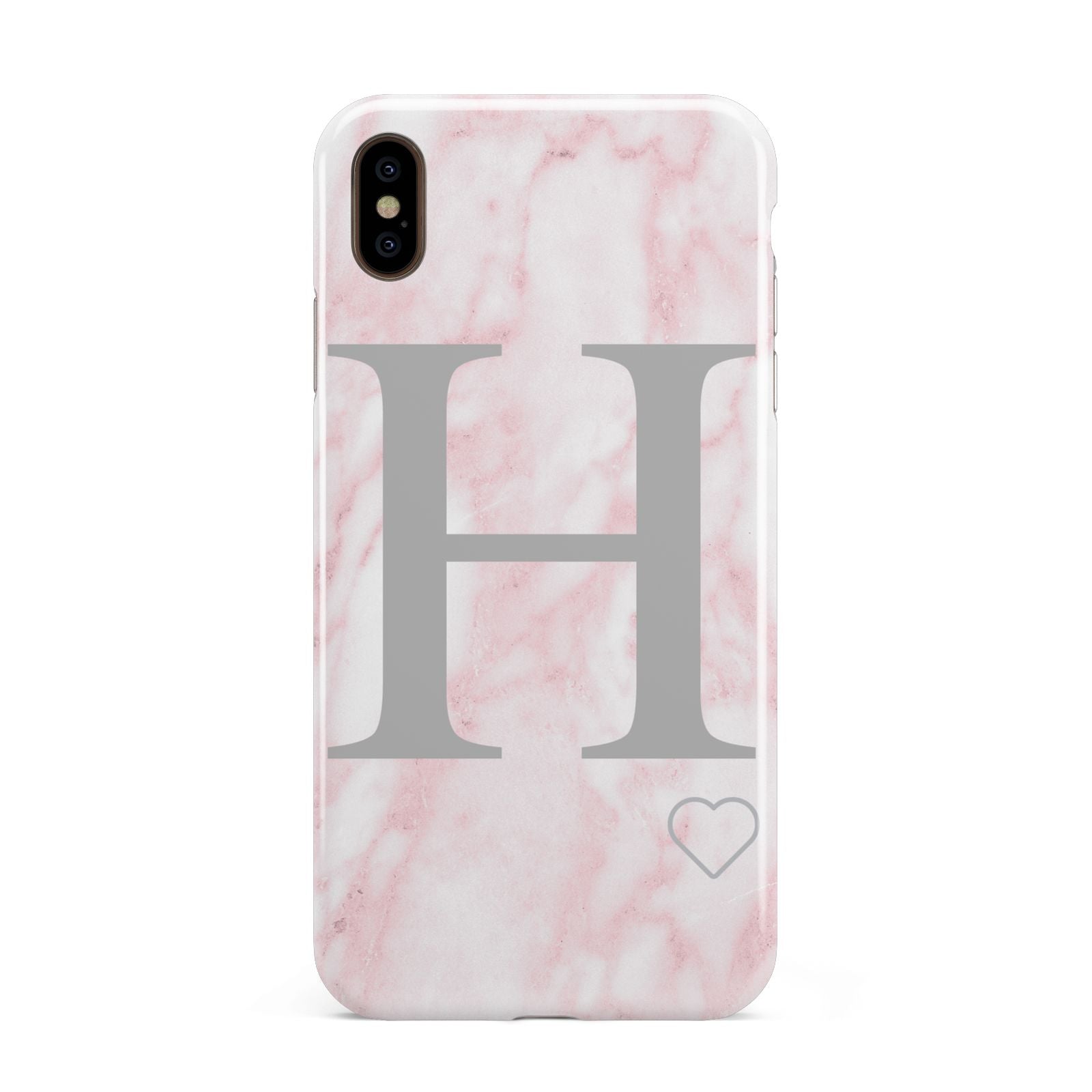 Personalised Pink Marble Initial 1 Custom Apple iPhone Xs Max 3D Tough Case