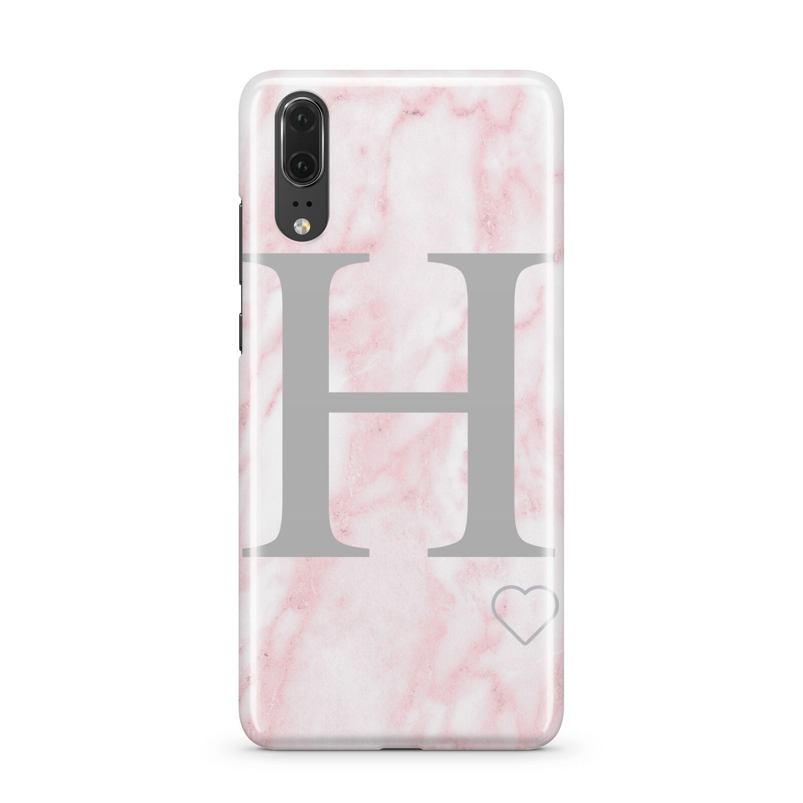 Personalised Pink Marble Initial 1 Custom Huawei P20 Phone Case