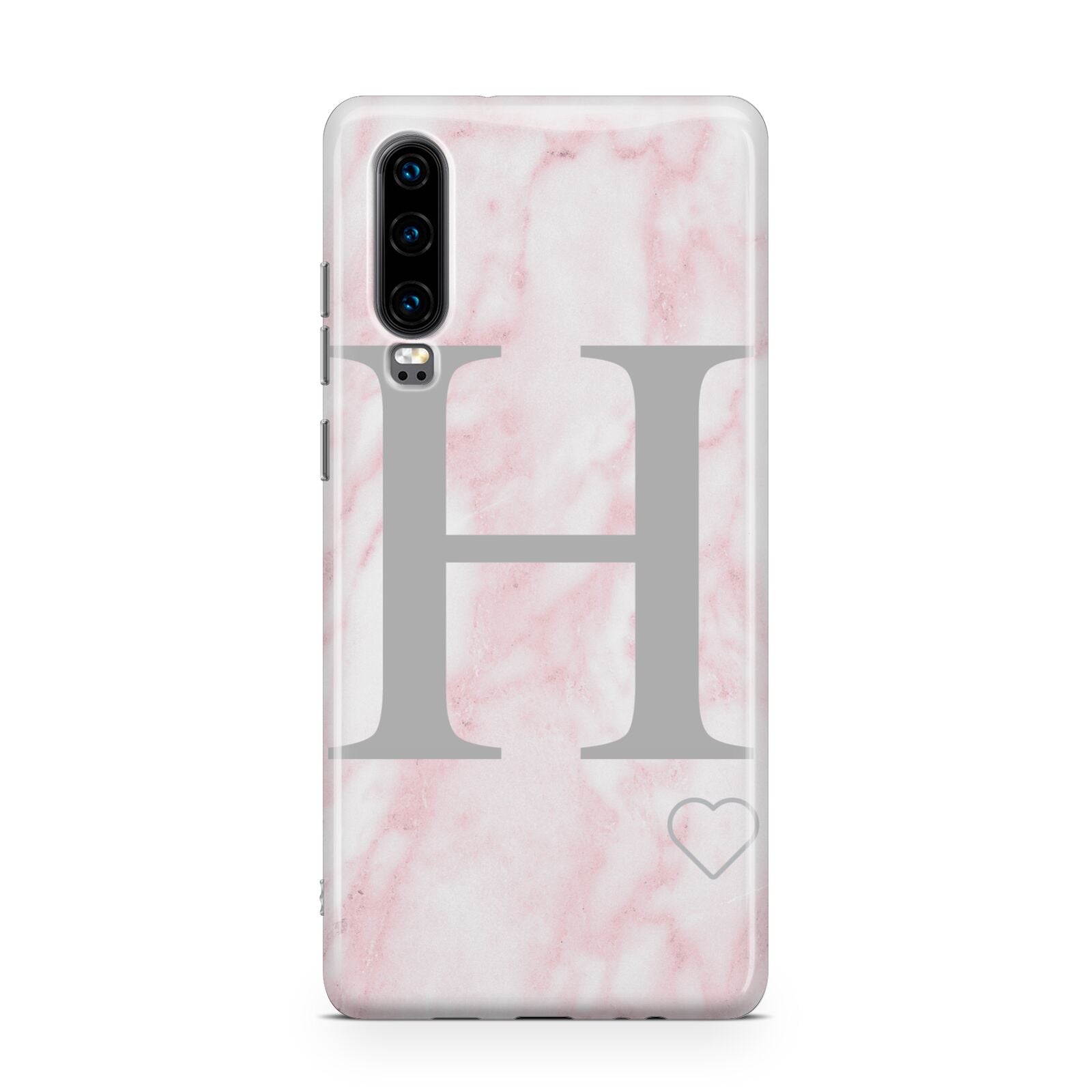 Personalised Pink Marble Initial 1 Custom Huawei P30 Phone Case