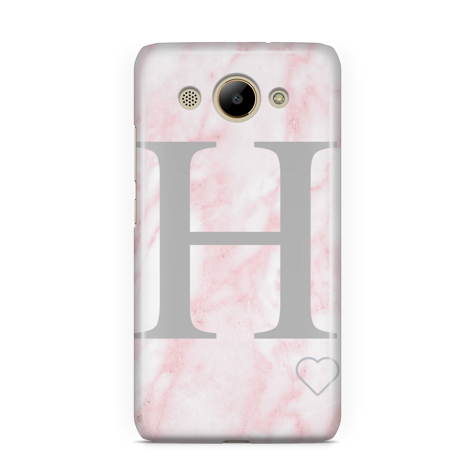 Personalised Pink Marble Initial 1 Custom Huawei Y3 2017