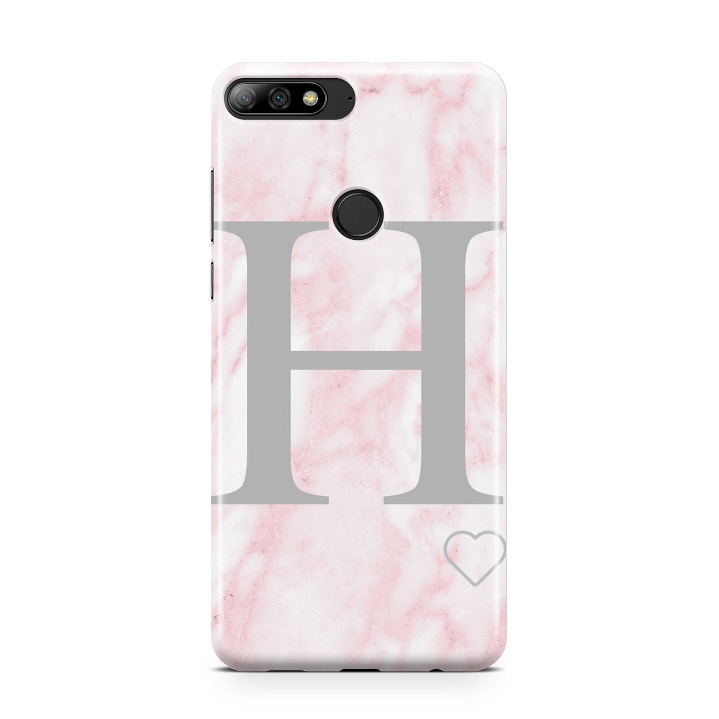 Personalised Pink Marble Initial 1 Custom Huawei Y7 2018