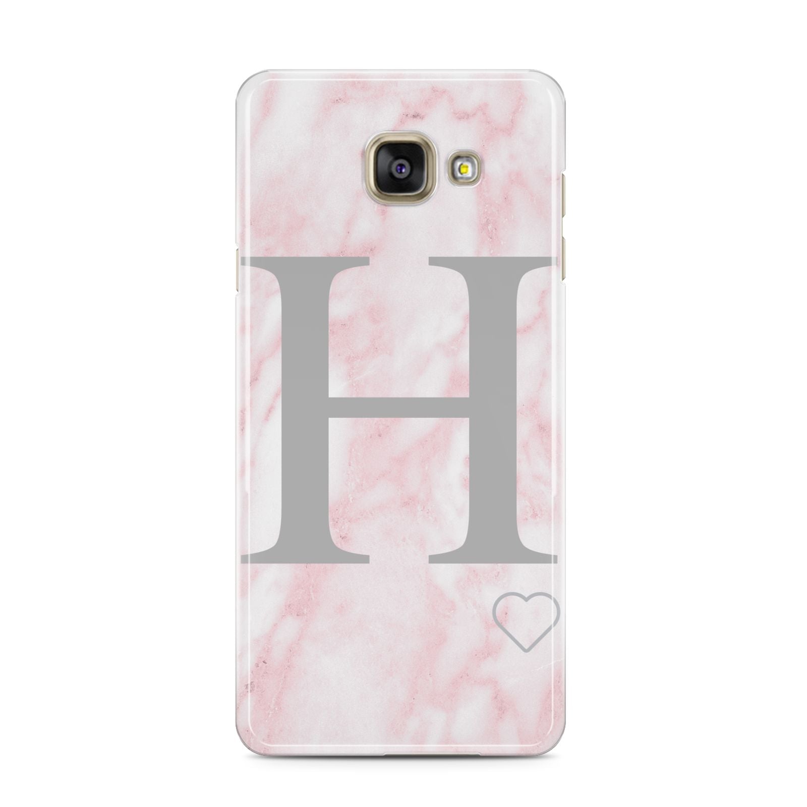 Personalised Pink Marble Initial 1 Custom Samsung Galaxy A3 2016 Case on gold phone