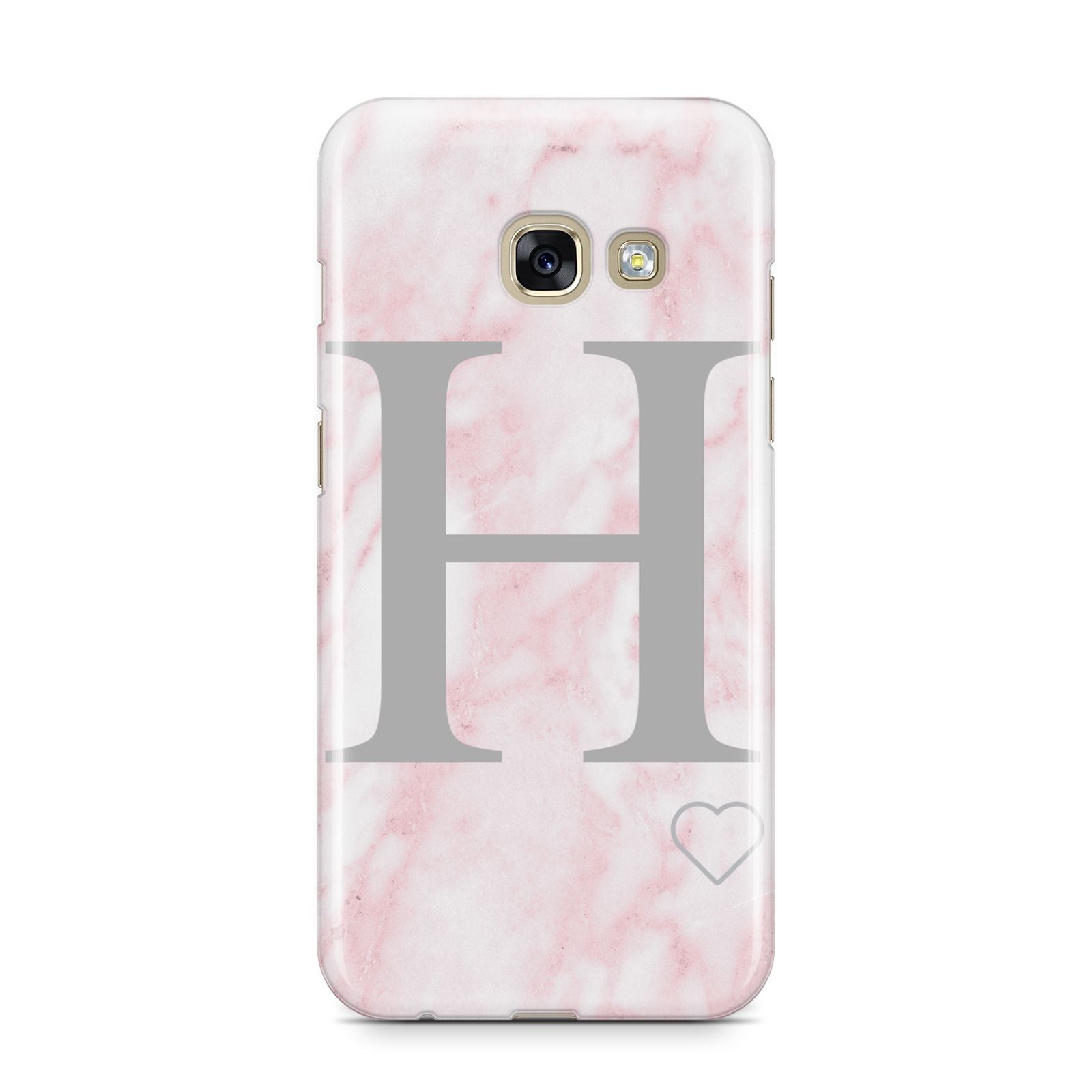Personalised Pink Marble Initial 1 Custom Samsung Galaxy A3 2017 Case on gold phone