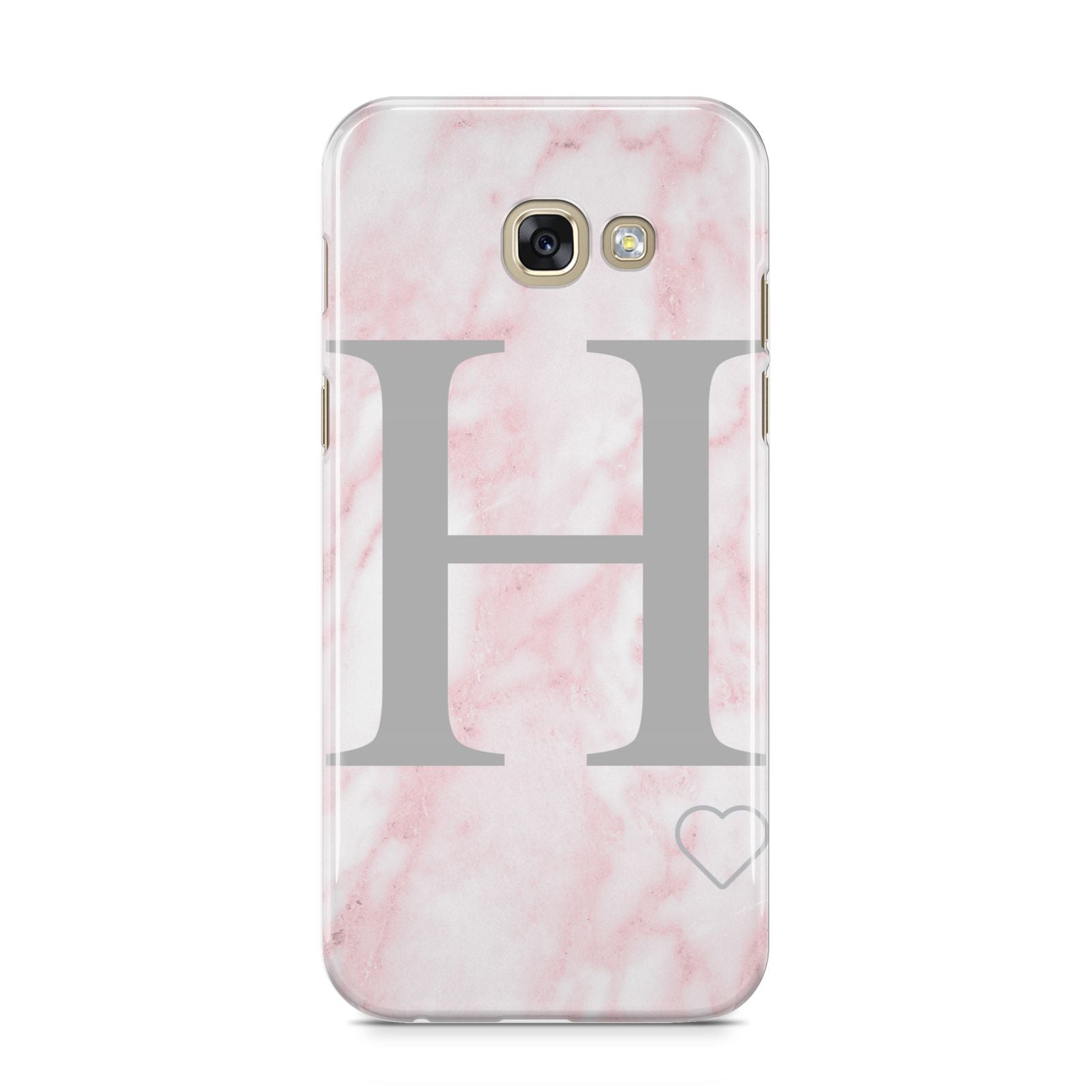 Personalised Pink Marble Initial 1 Custom Samsung Galaxy A5 2017 Case on gold phone