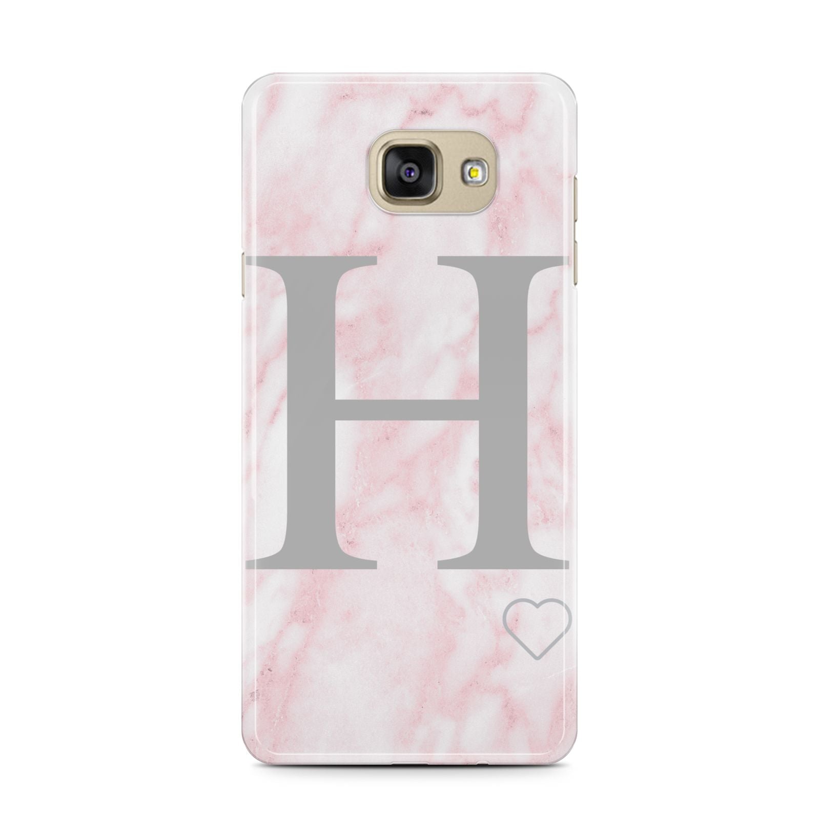Personalised Pink Marble Initial 1 Custom Samsung Galaxy A7 2016 Case on gold phone