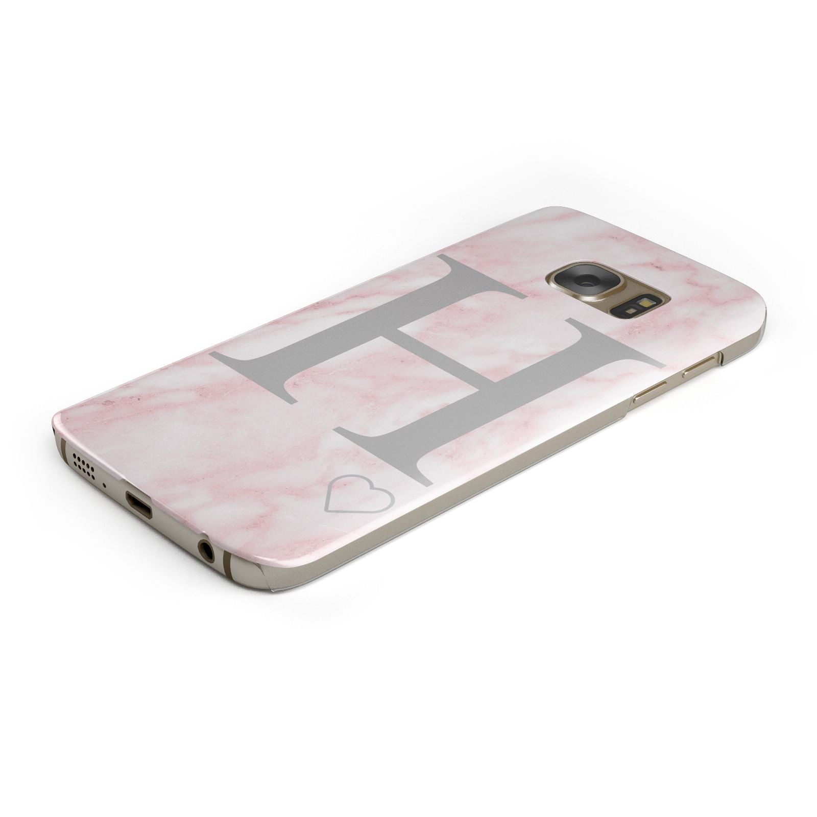 Personalised Pink Marble Initial 1 Custom Samsung Galaxy Case Bottom Cutout