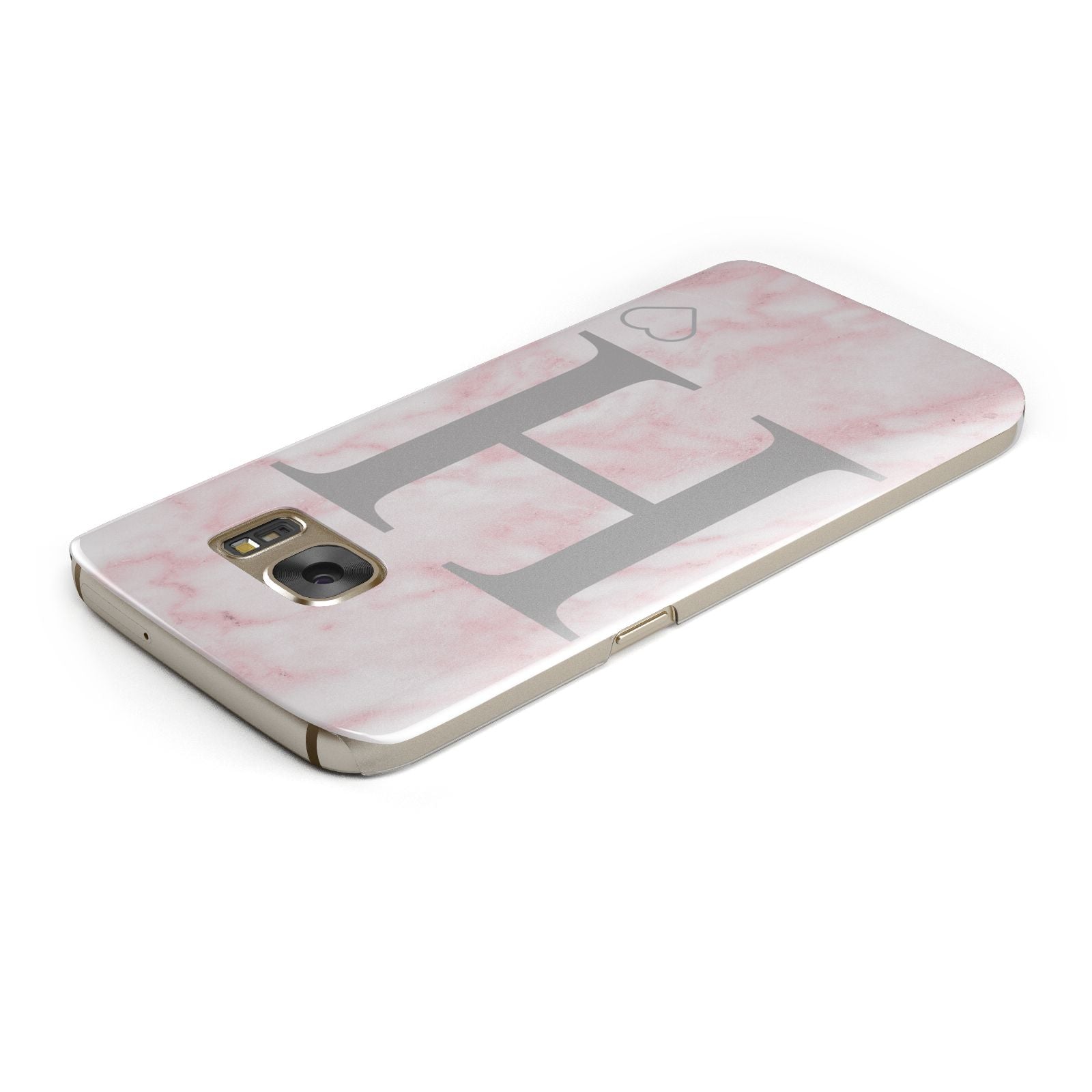 Personalised Pink Marble Initial 1 Custom Samsung Galaxy Case Top Cutout
