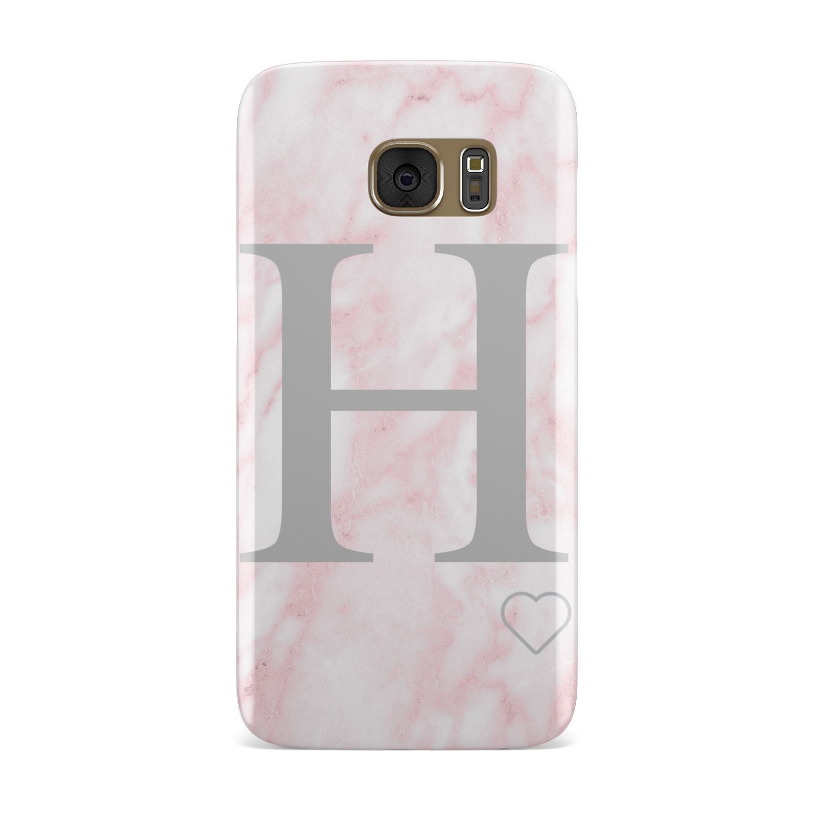 Personalised Pink Marble Initial 1 Custom Samsung Galaxy Case