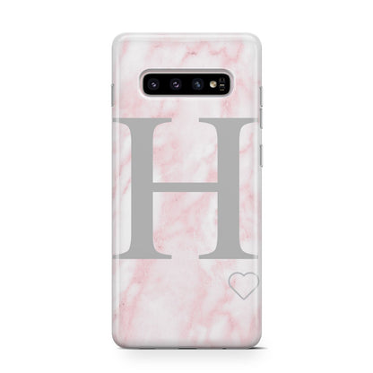Personalised Pink Marble Initial 1 Custom Samsung Galaxy S10 Case