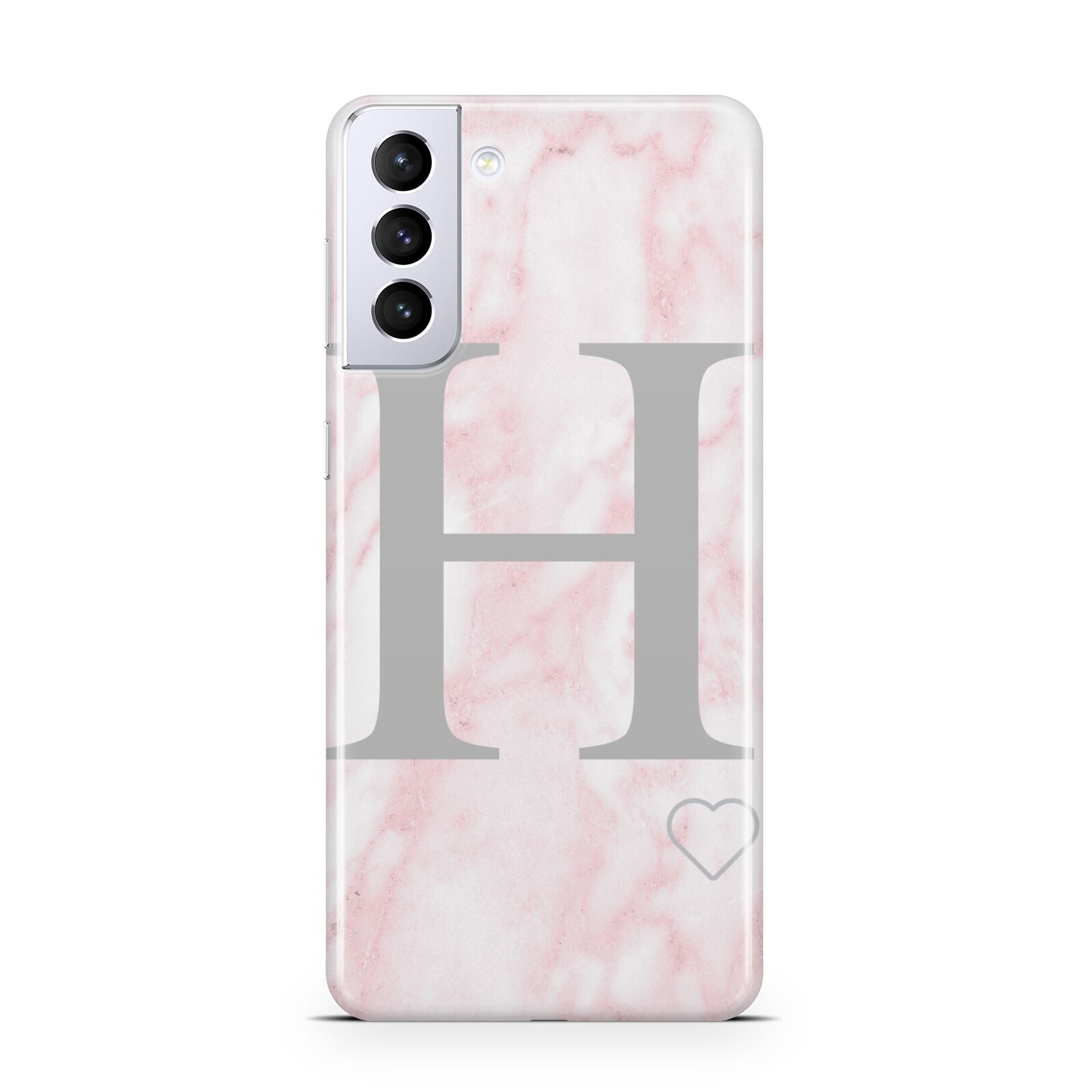 Personalised Pink Marble Initial 1 Custom Samsung S21 Plus Phone Case