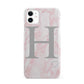 Personalised Pink Marble Initial 1 Custom iPhone 11 3D Snap Case