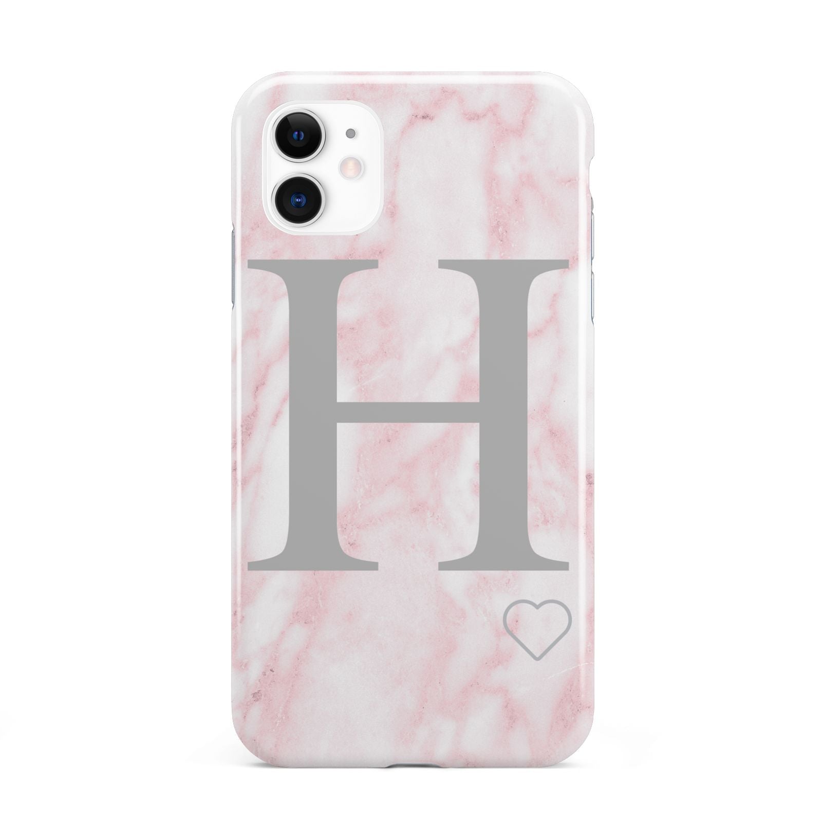 Personalised Pink Marble Initial 1 Custom iPhone 11 3D Tough Case