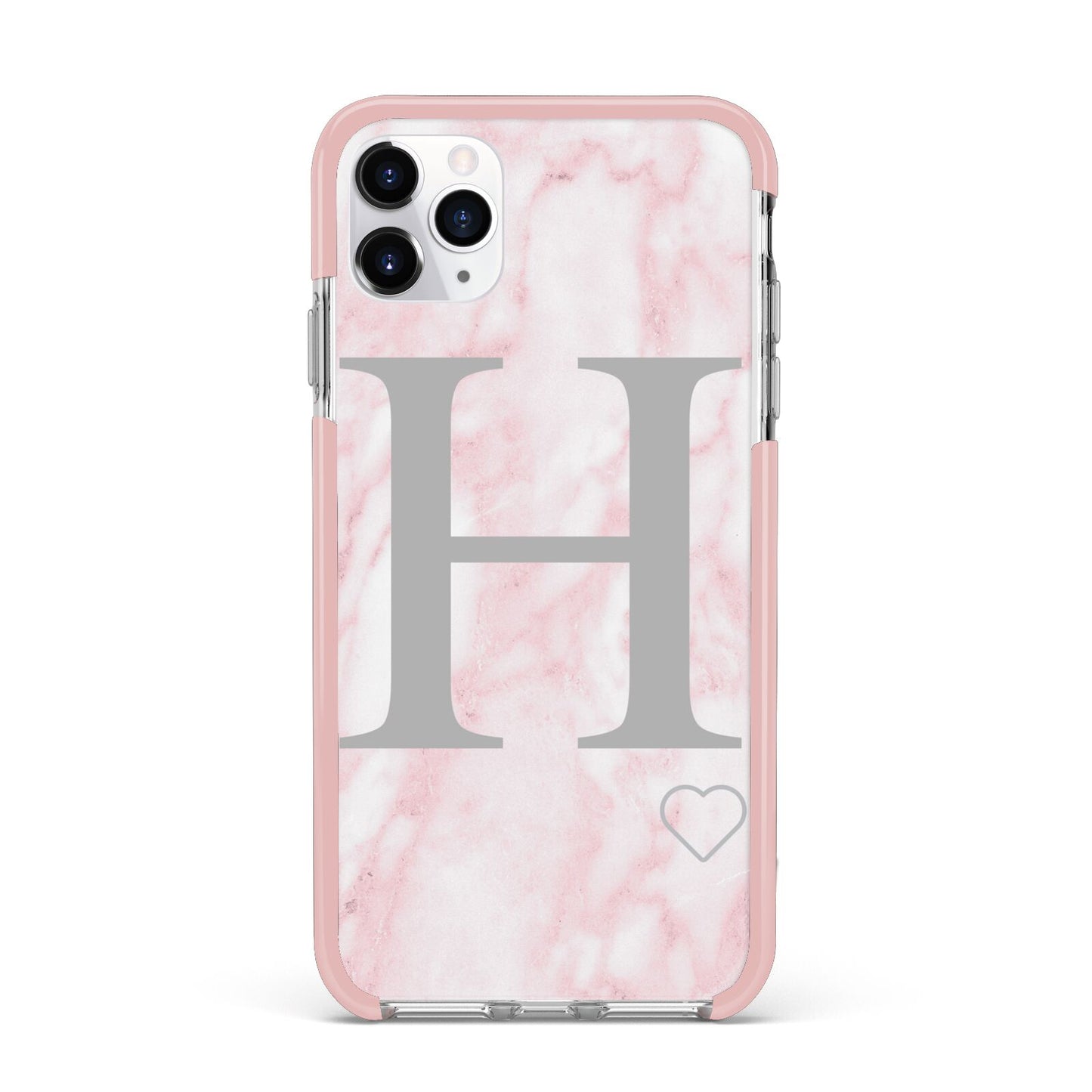 Personalised Pink Marble Initial 1 Custom iPhone 11 Pro Max Impact Pink Edge Case