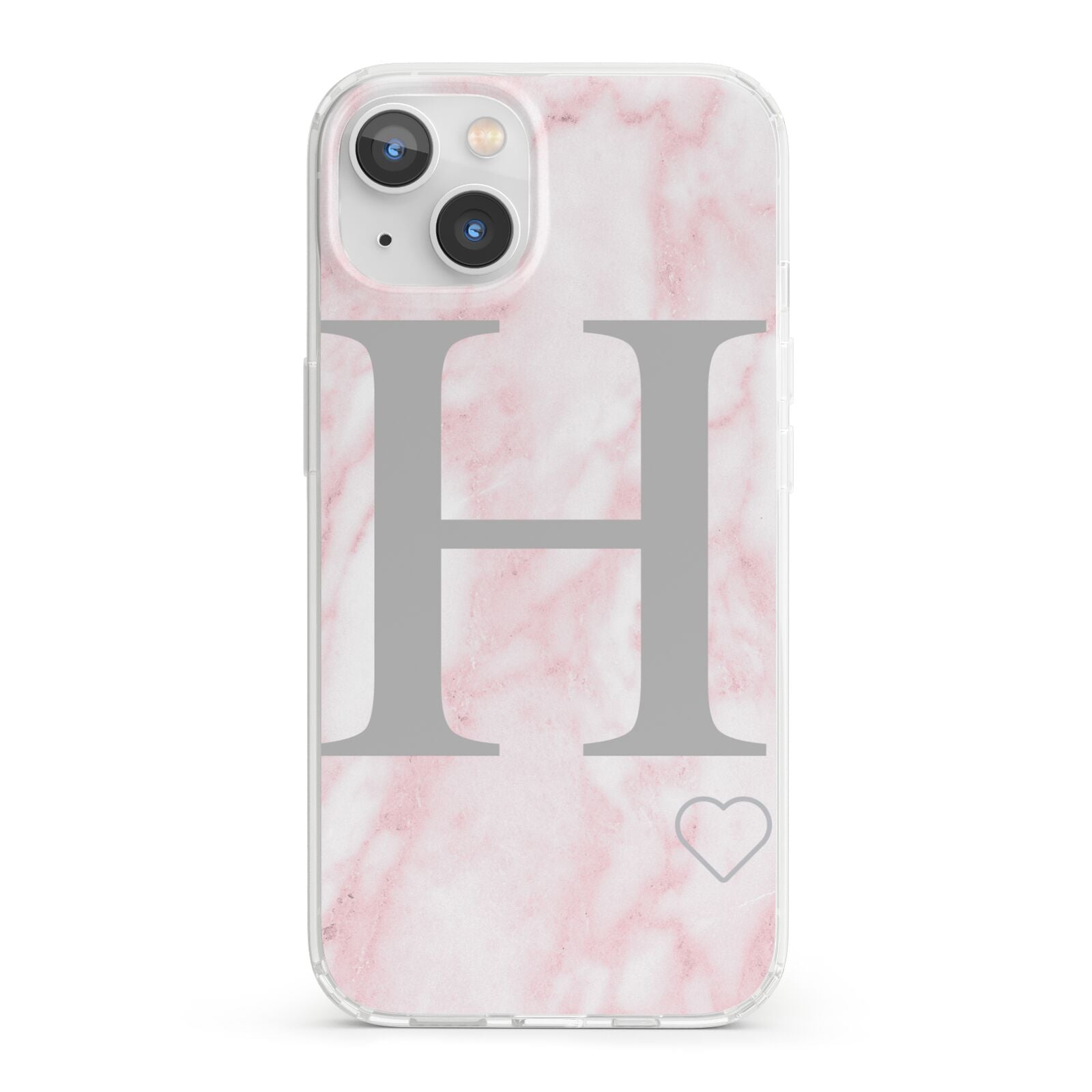 Personalised Pink Marble Initial 1 Custom iPhone 13 Clear Bumper Case