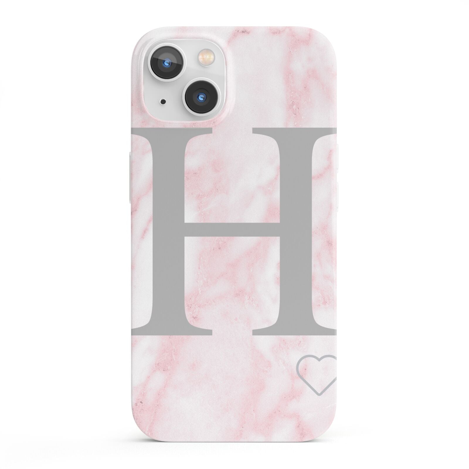 Personalised Pink Marble Initial 1 Custom iPhone 13 Full Wrap 3D Snap Case
