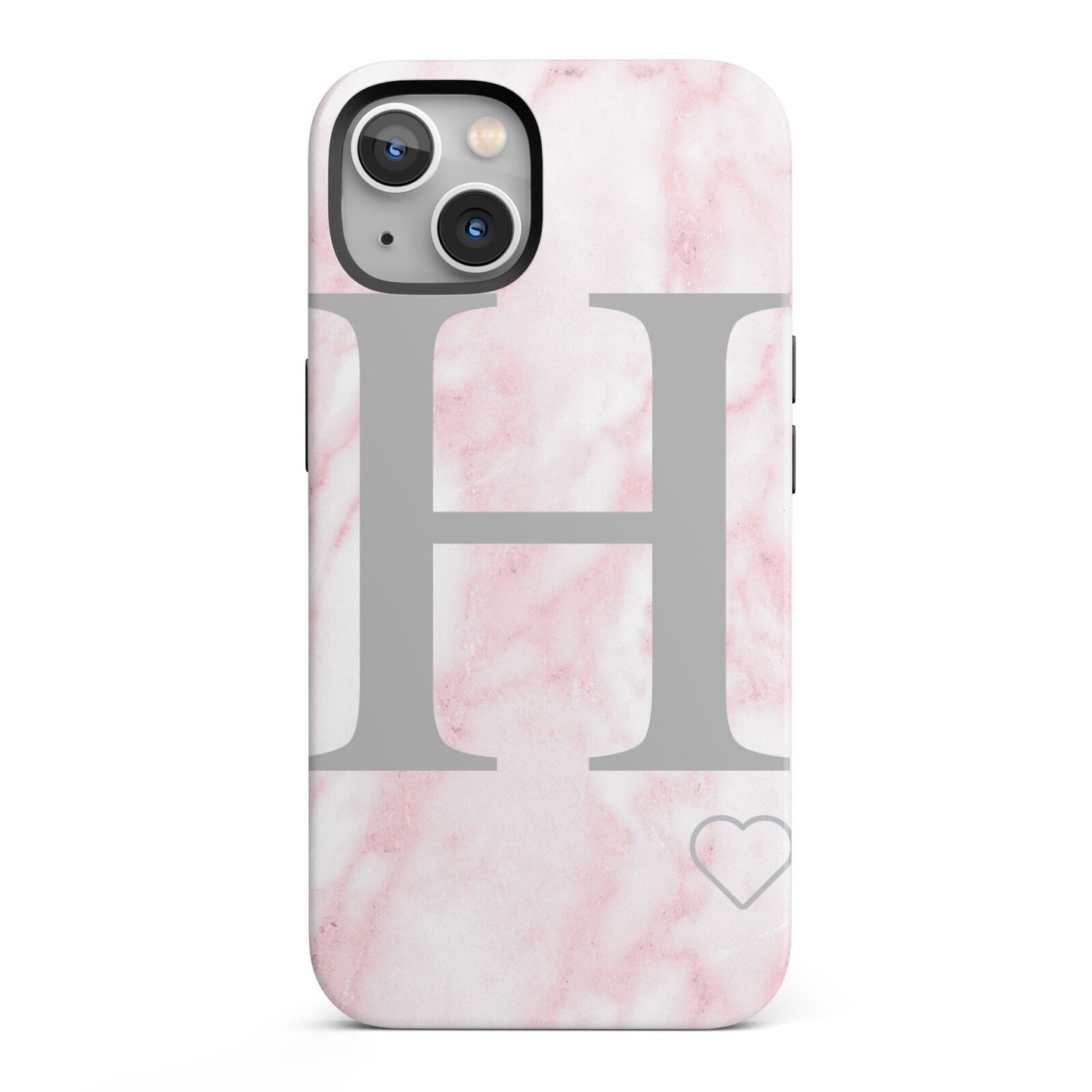 Personalised Pink Marble Initial 1 Custom iPhone 13 Full Wrap 3D Tough Case