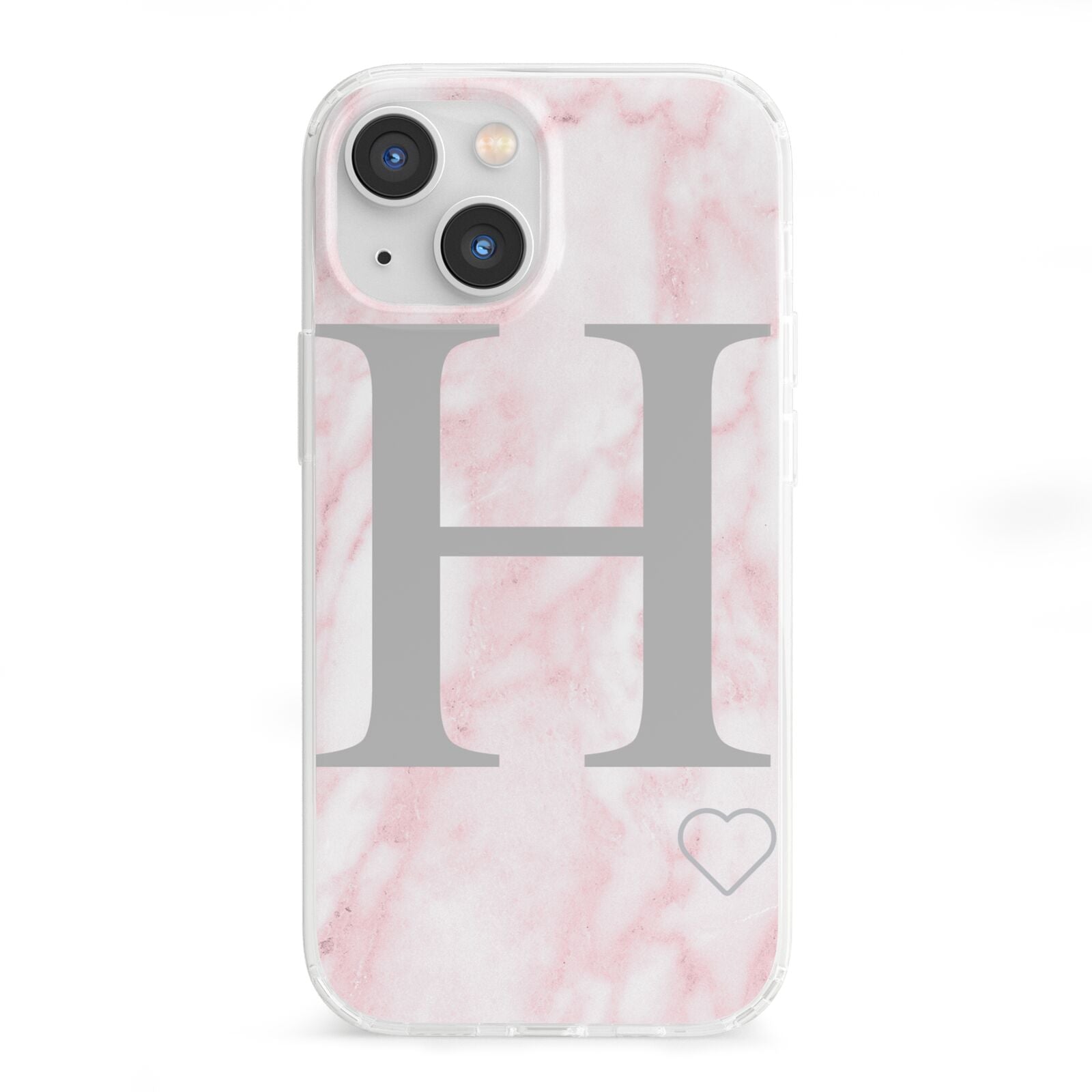 Personalised Pink Marble Initial 1 Custom iPhone 13 Mini Clear Bumper Case
