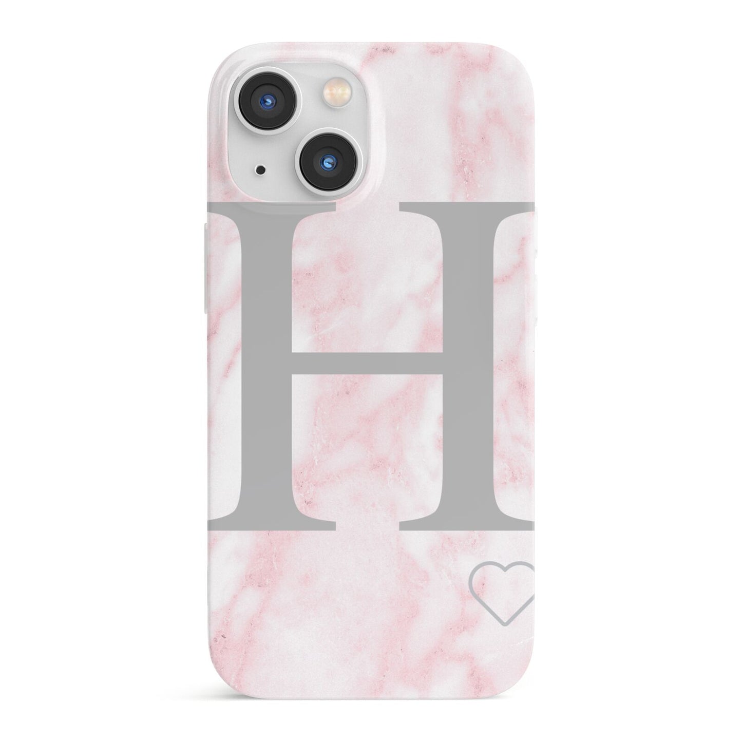 Personalised Pink Marble Initial 1 Custom iPhone 13 Mini Full Wrap 3D Snap Case