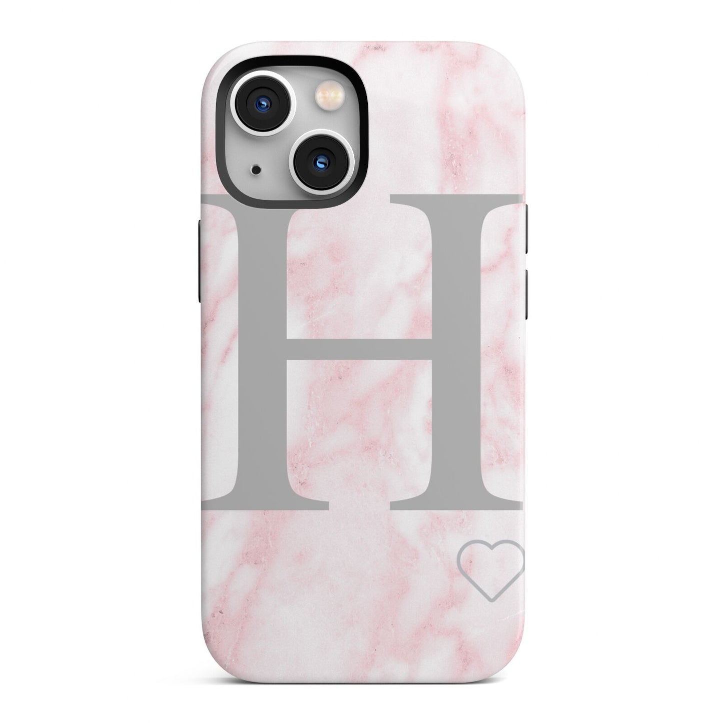 Personalised Pink Marble Initial 1 Custom iPhone 13 Mini Full Wrap 3D Tough Case