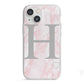 Personalised Pink Marble Initial 1 Custom iPhone 13 Mini TPU Impact Case with White Edges
