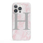Personalised Pink Marble Initial 1 Custom iPhone 13 Pro Clear Bumper Case