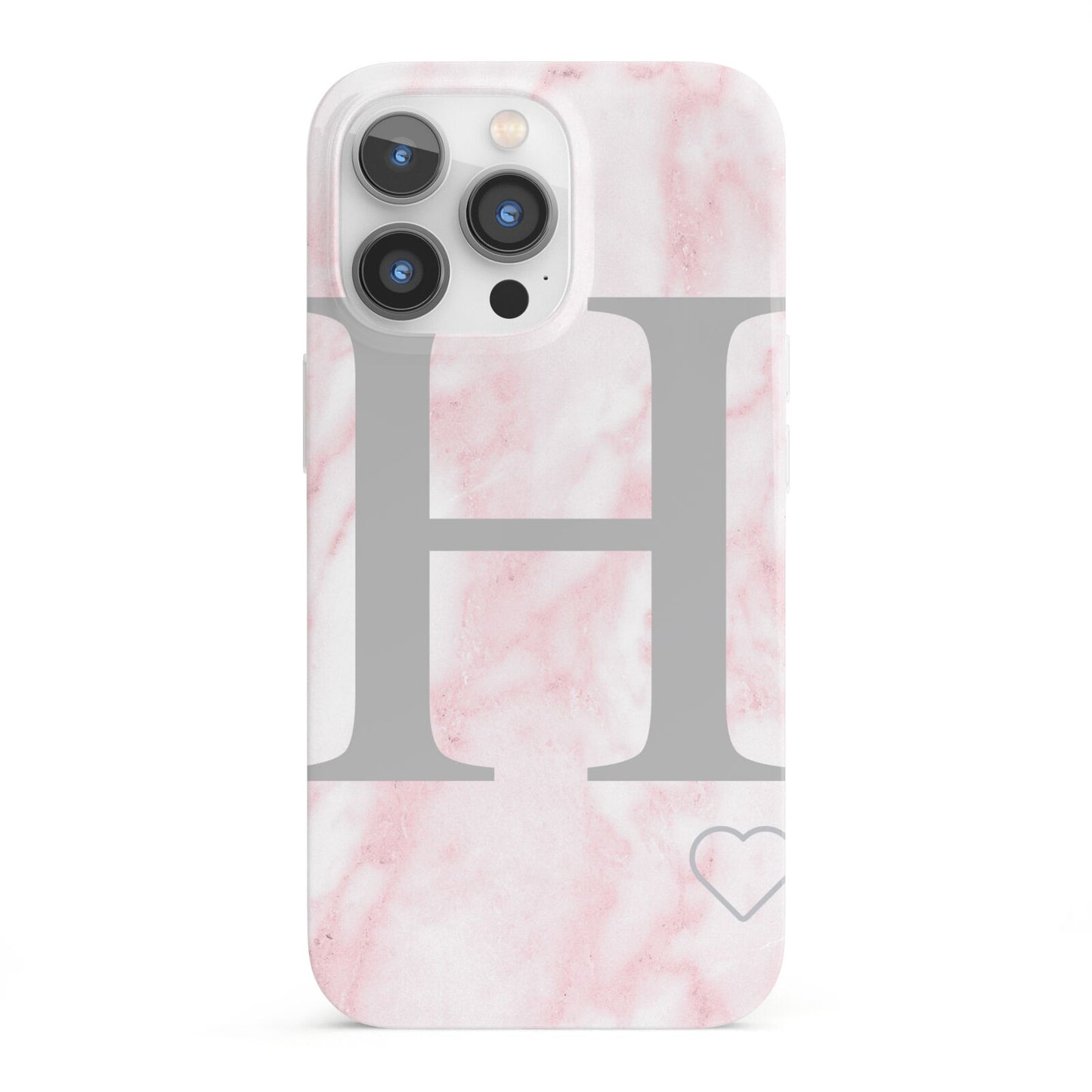 Personalised Pink Marble Initial 1 Custom iPhone 13 Pro Full Wrap 3D Snap Case