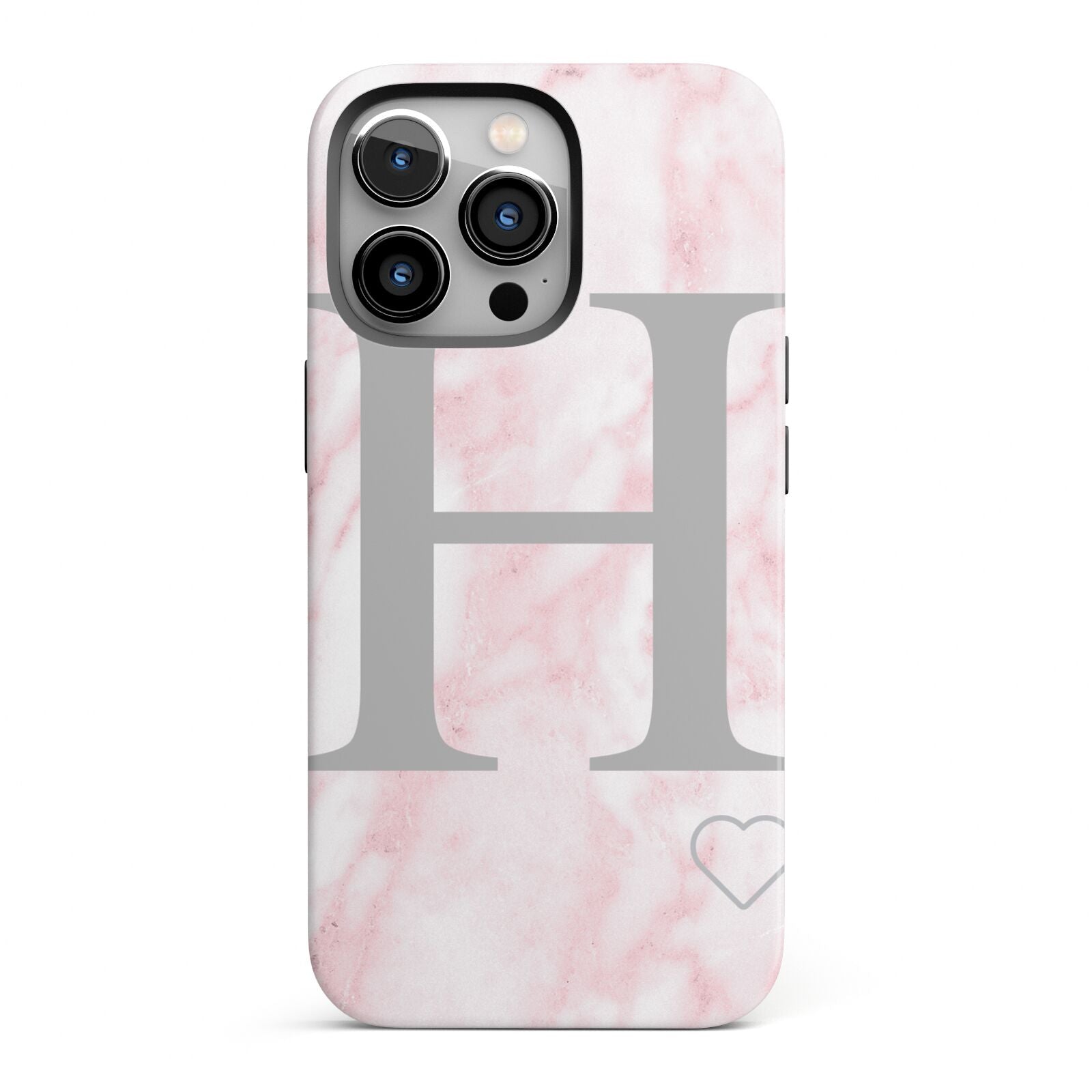 Personalised Pink Marble Initial 1 Custom iPhone 13 Pro Full Wrap 3D Tough Case