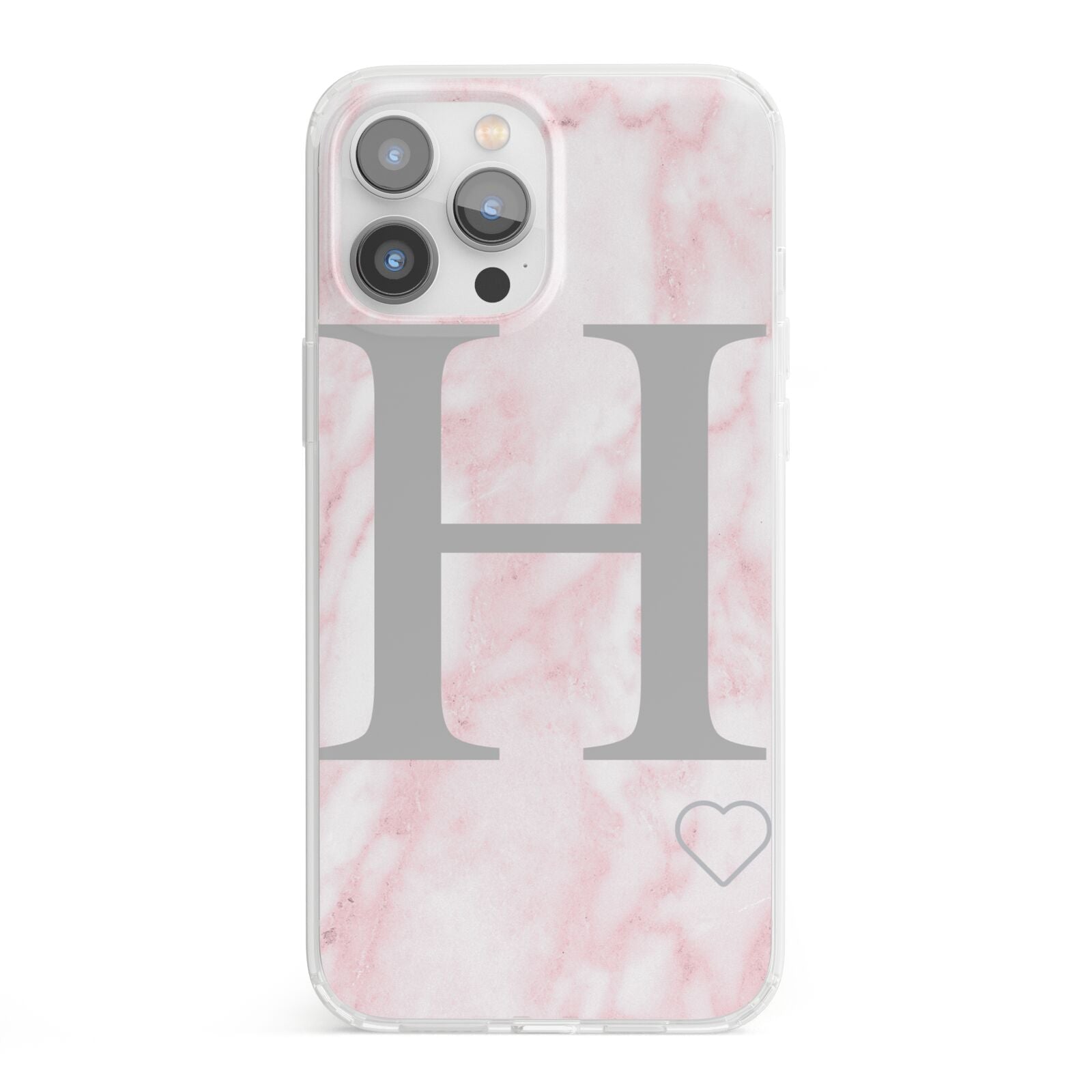Personalised Pink Marble Initial 1 Custom iPhone 13 Pro Max Clear Bumper Case