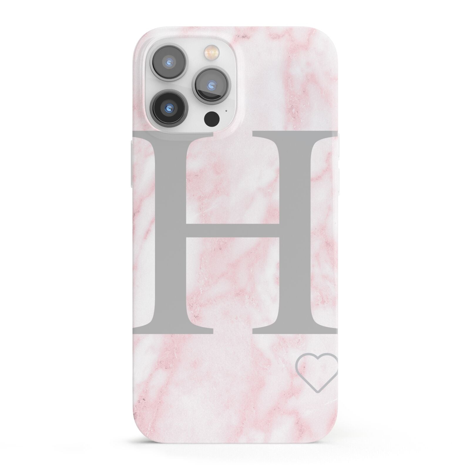 Personalised Pink Marble Initial 1 Custom iPhone 13 Pro Max Full Wrap 3D Snap Case