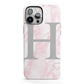 Personalised Pink Marble Initial 1 Custom iPhone 13 Pro Max Full Wrap 3D Tough Case