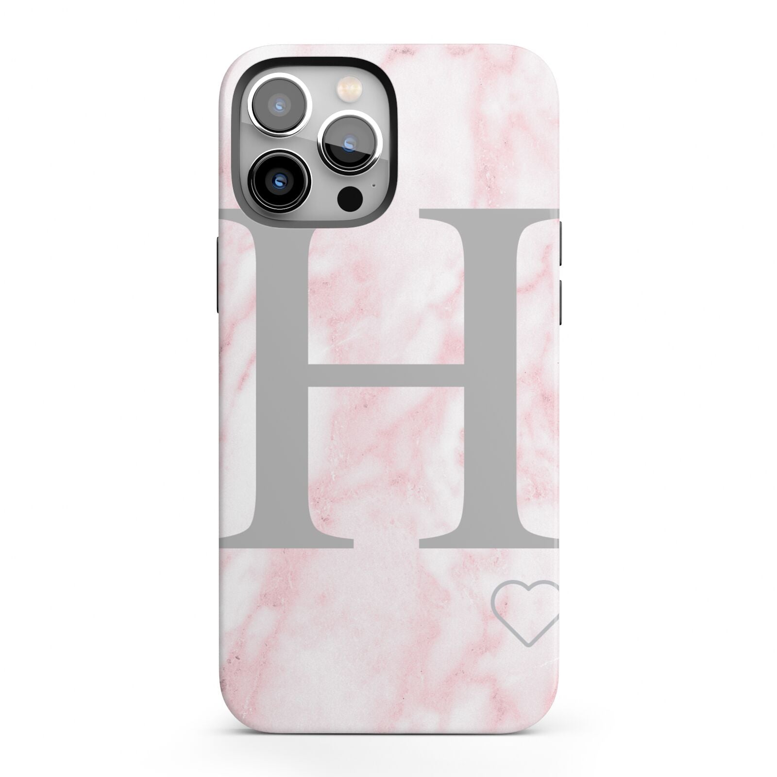 Personalised Pink Marble Initial 1 Custom iPhone 13 Pro Max Full Wrap 3D Tough Case