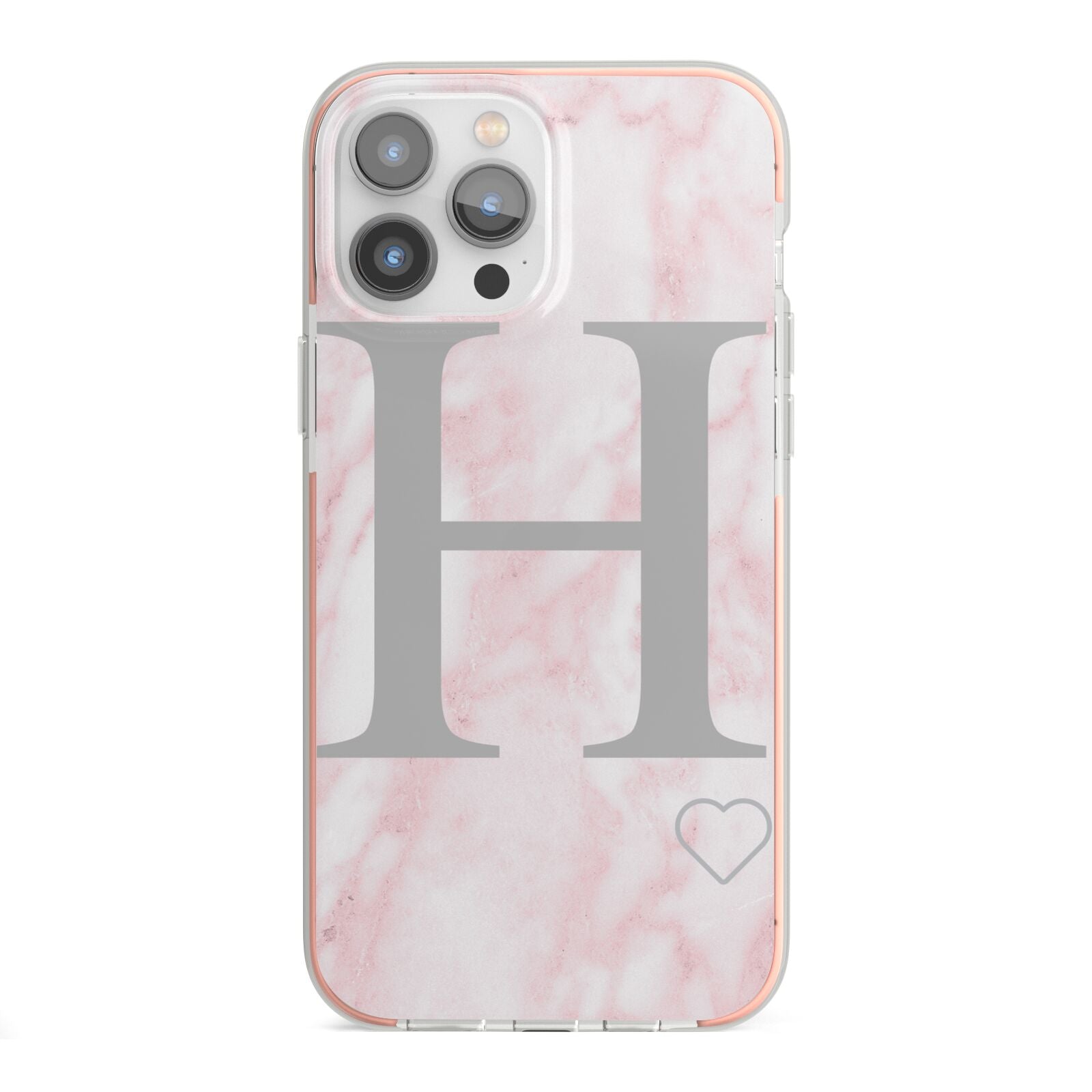 Personalised Pink Marble Initial 1 Custom iPhone 13 Pro Max TPU Impact Case with Pink Edges