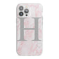 Personalised Pink Marble Initial 1 Custom iPhone 13 Pro Max TPU Impact Case with White Edges