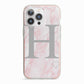Personalised Pink Marble Initial 1 Custom iPhone 13 Pro TPU Impact Case with Pink Edges