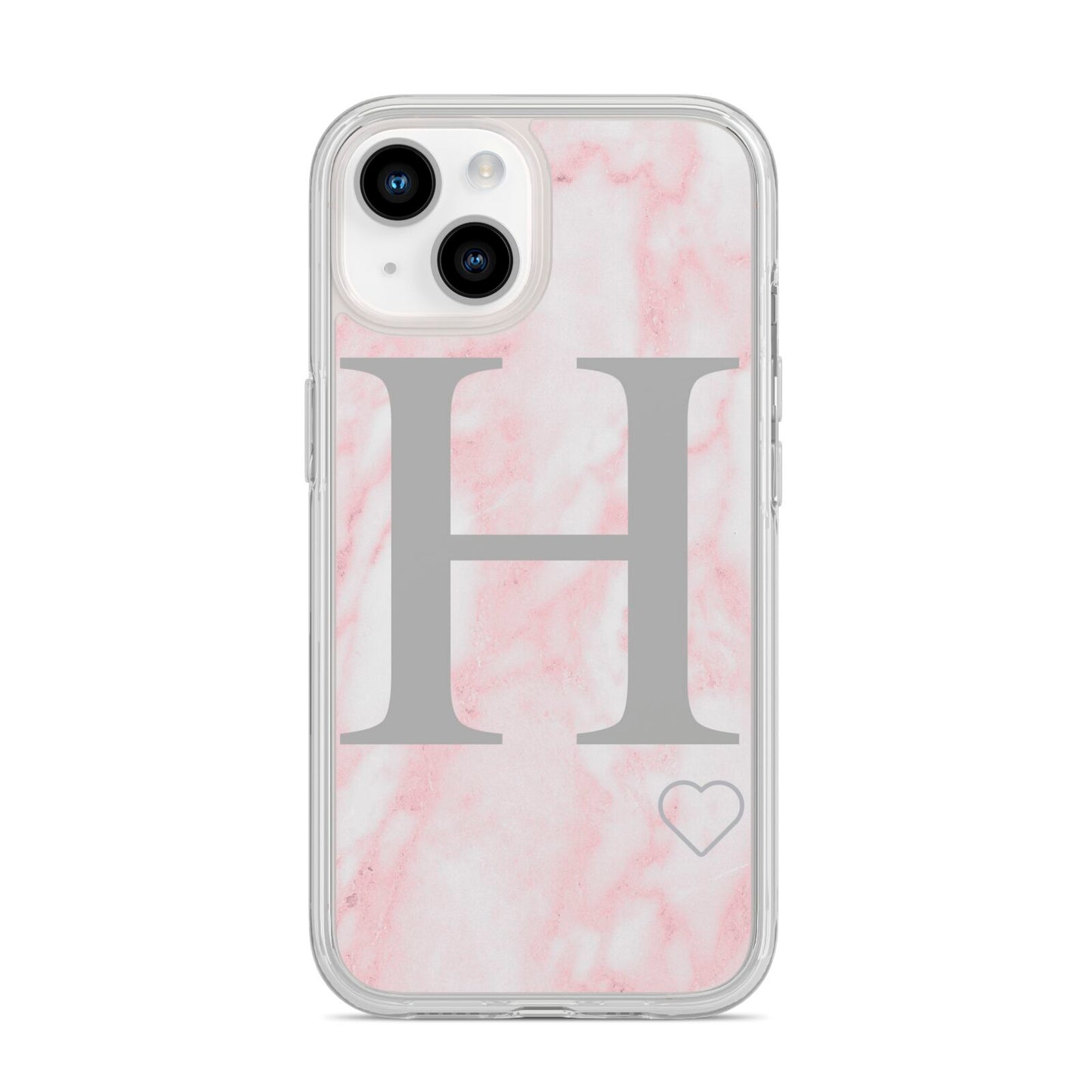 Personalised Pink Marble Initial 1 Custom iPhone 14 Clear Tough Case Starlight