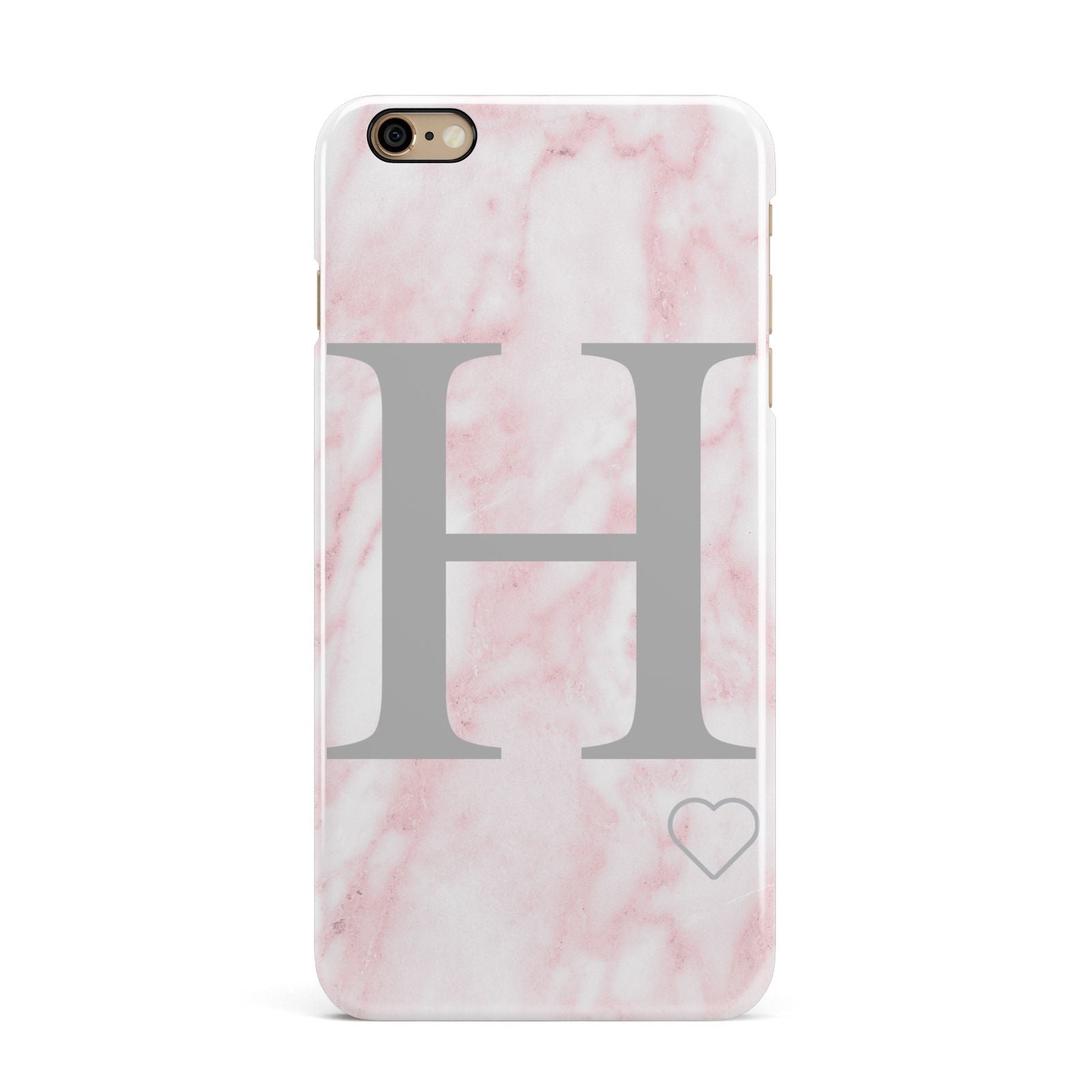 Personalised Pink Marble Initial 1 Custom iPhone 6 Plus 3D Snap Case on Gold Phone
