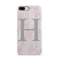 Personalised Pink Marble Initial 1 Custom iPhone 8 Plus 3D Snap Case on Gold Phone