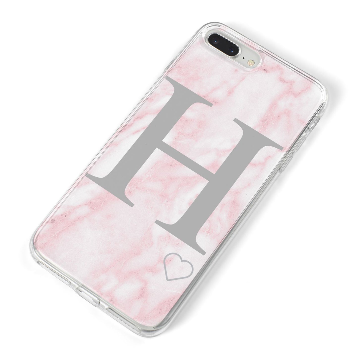 Personalised Pink Marble Initial 1 Custom iPhone 8 Plus Bumper Case on Silver iPhone Alternative Image