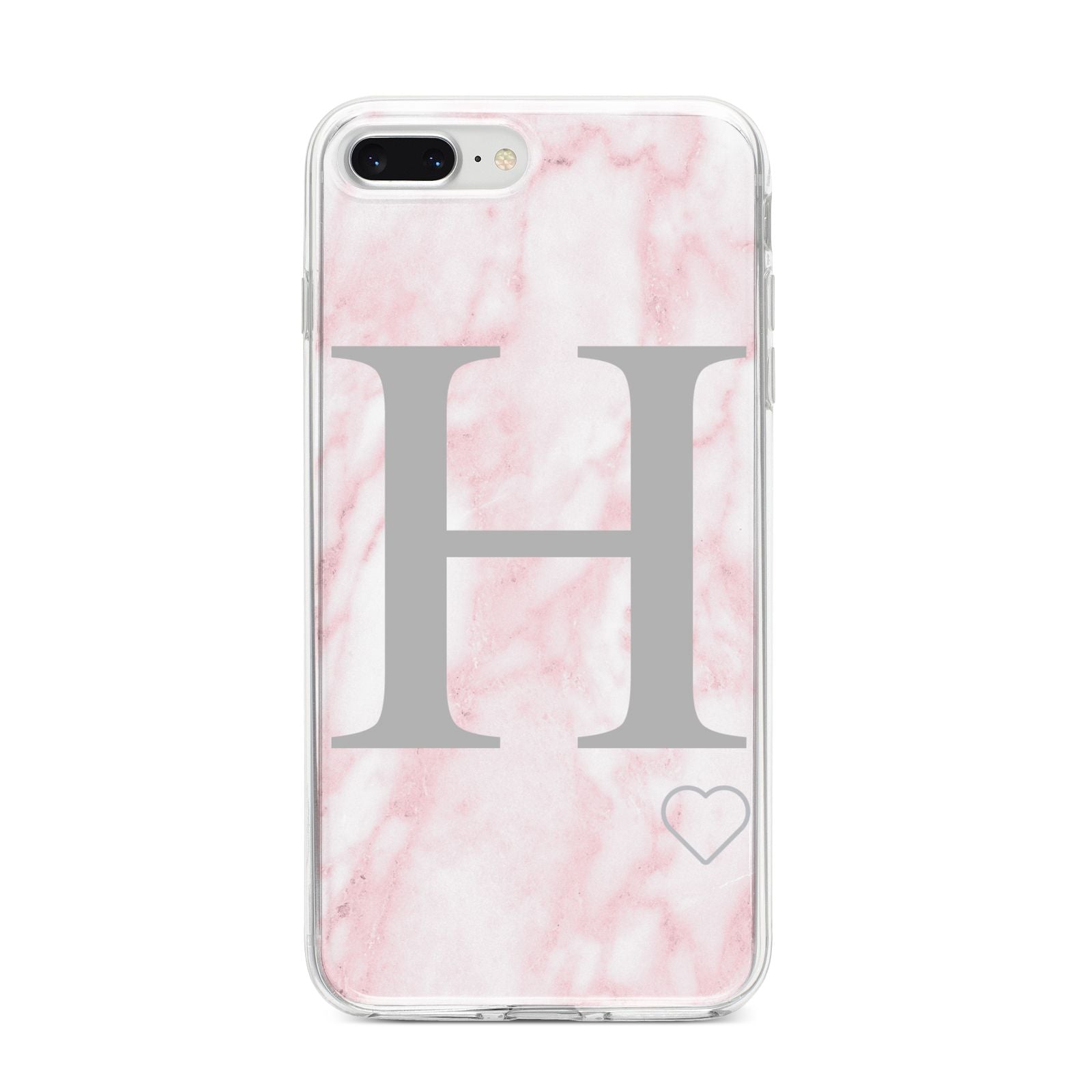 Personalised Pink Marble Initial 1 Custom iPhone 8 Plus Bumper Case on Silver iPhone