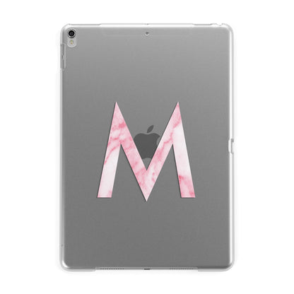 Personalised Pink Marble Initial Clear Custom Apple iPad Silver Case