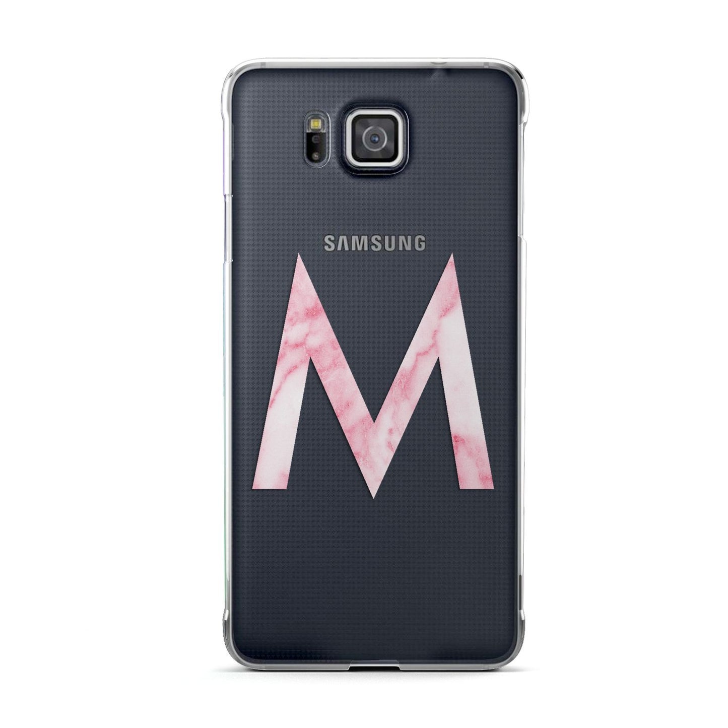 Personalised Pink Marble Initial Clear Custom Samsung Galaxy Alpha Case