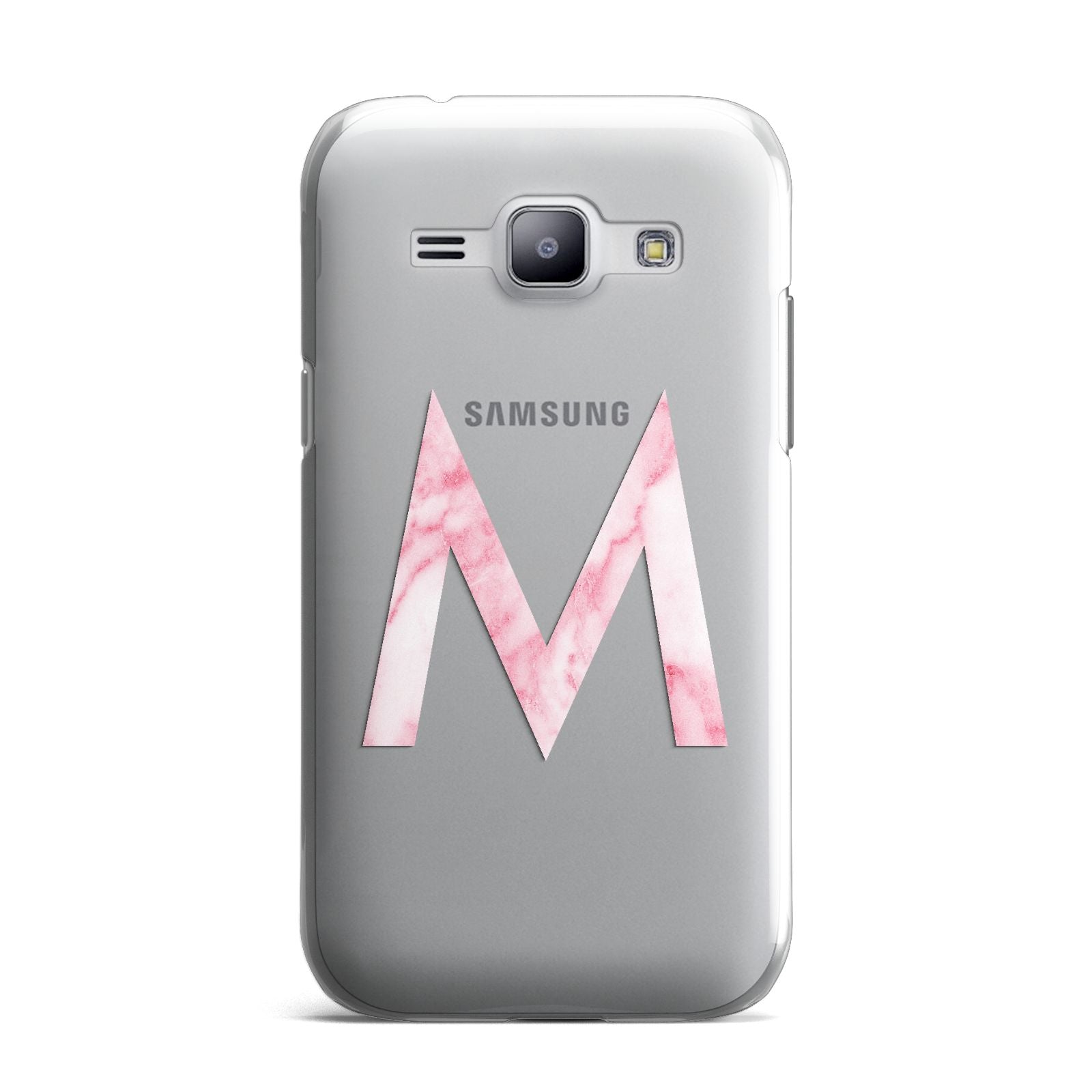 Personalised Pink Marble Initial Clear Custom Samsung Galaxy J1 2015 Case