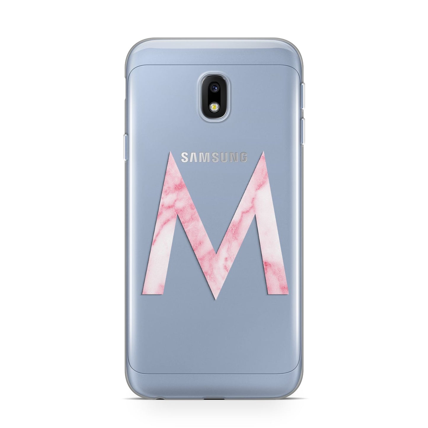 Personalised Pink Marble Initial Clear Custom Samsung Galaxy J3 2017 Case