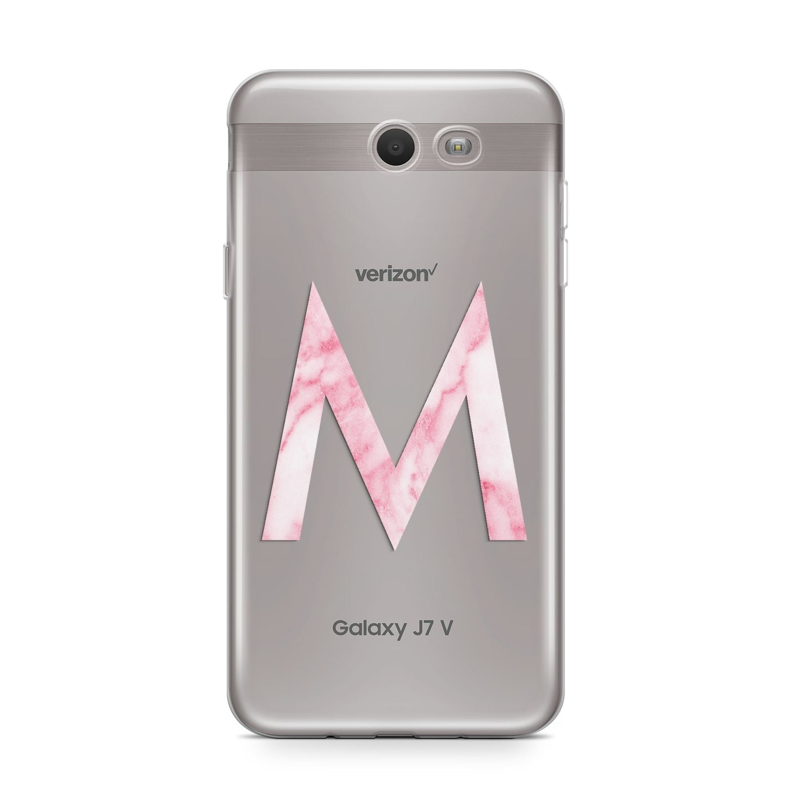 Personalised Pink Marble Initial Clear Custom Samsung Galaxy J7 2017 Case