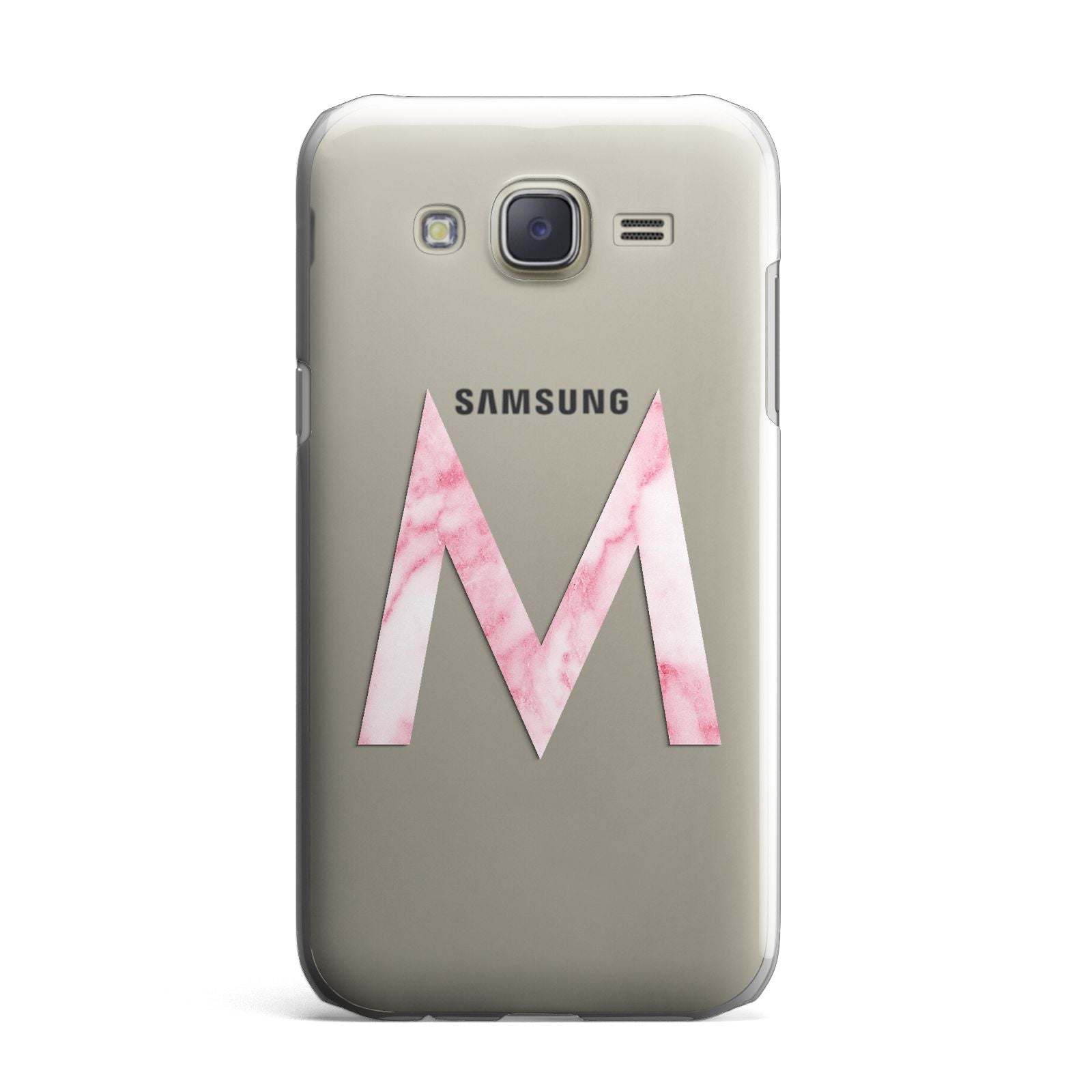 Personalised Pink Marble Initial Clear Custom Samsung Galaxy J7 Case
