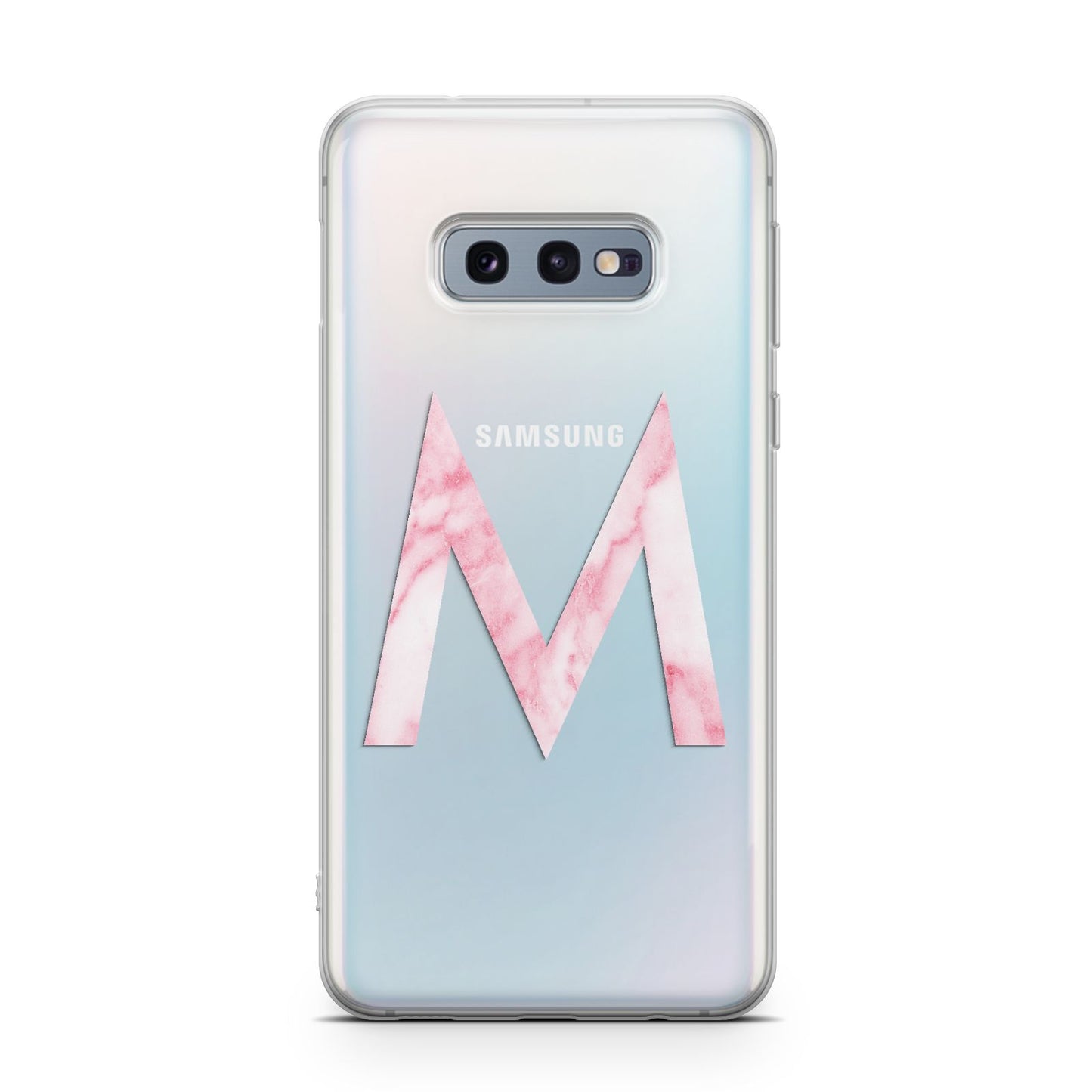 Personalised Pink Marble Initial Clear Custom Samsung Galaxy S10E Case