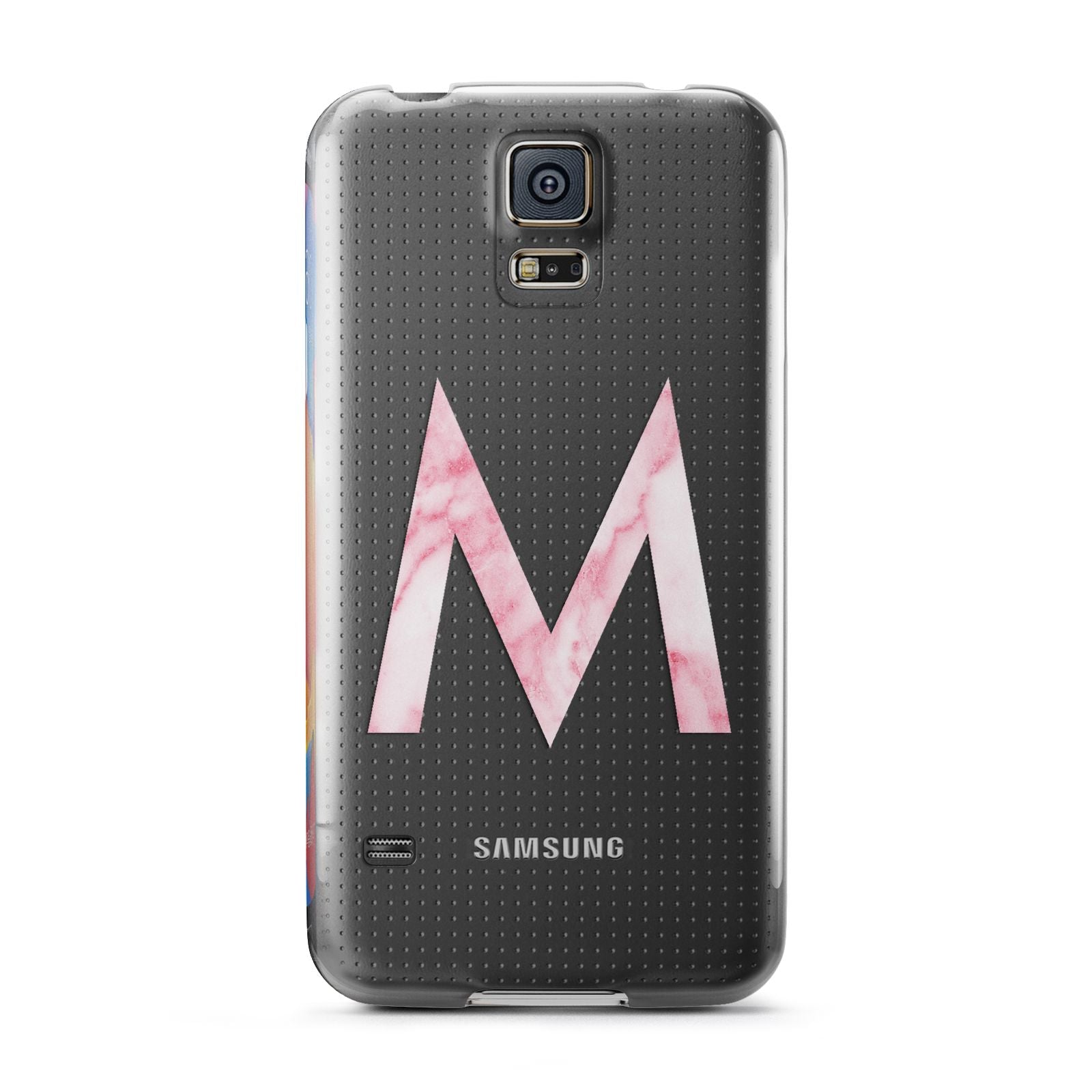 Personalised Pink Marble Initial Clear Custom Samsung Galaxy S5 Case
