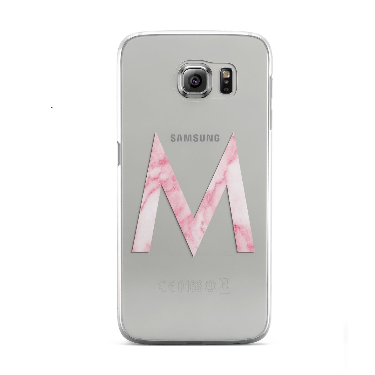 Personalised Pink Marble Initial Clear Custom Samsung Galaxy S6 Case