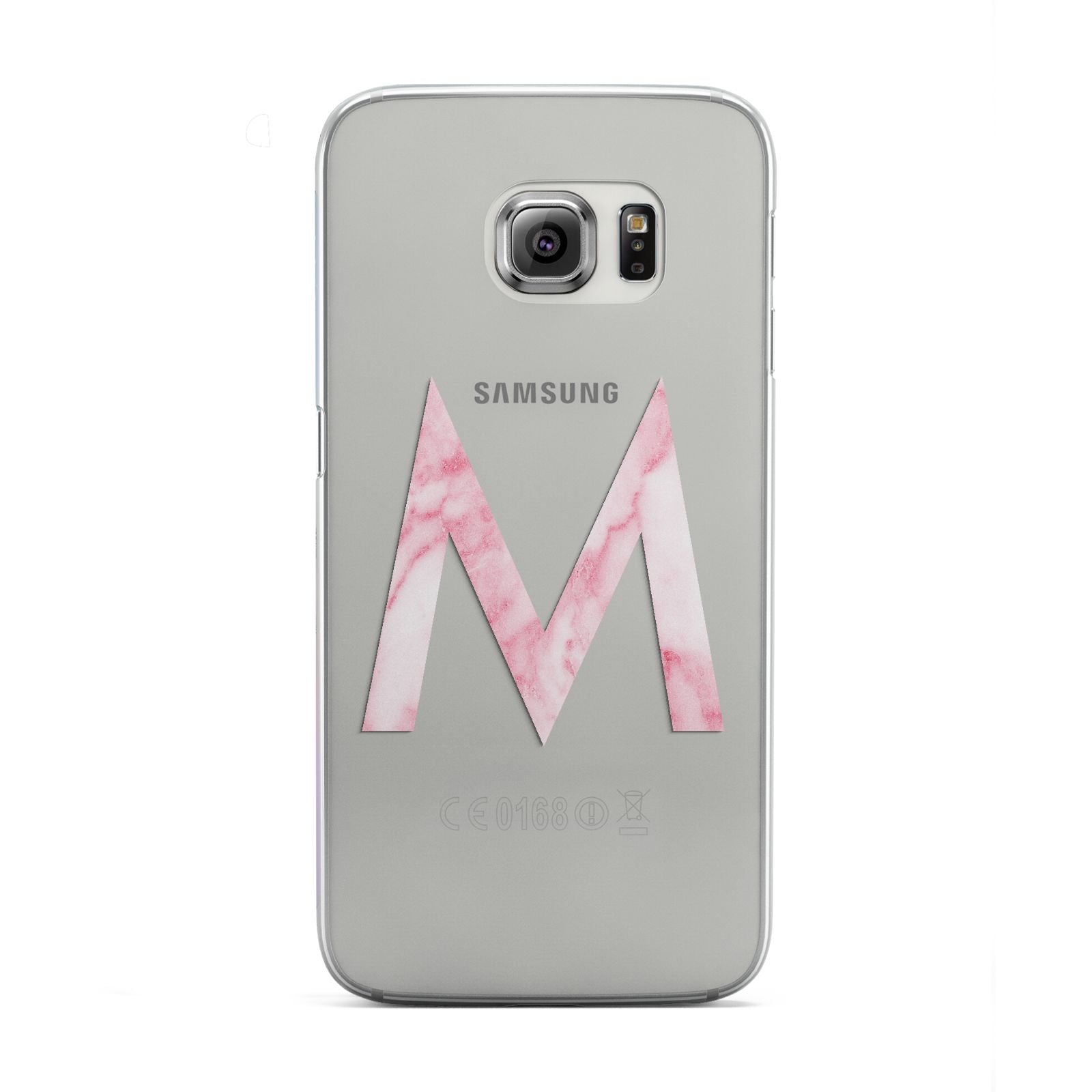 Personalised Pink Marble Initial Clear Custom Samsung Galaxy S6 Edge Case