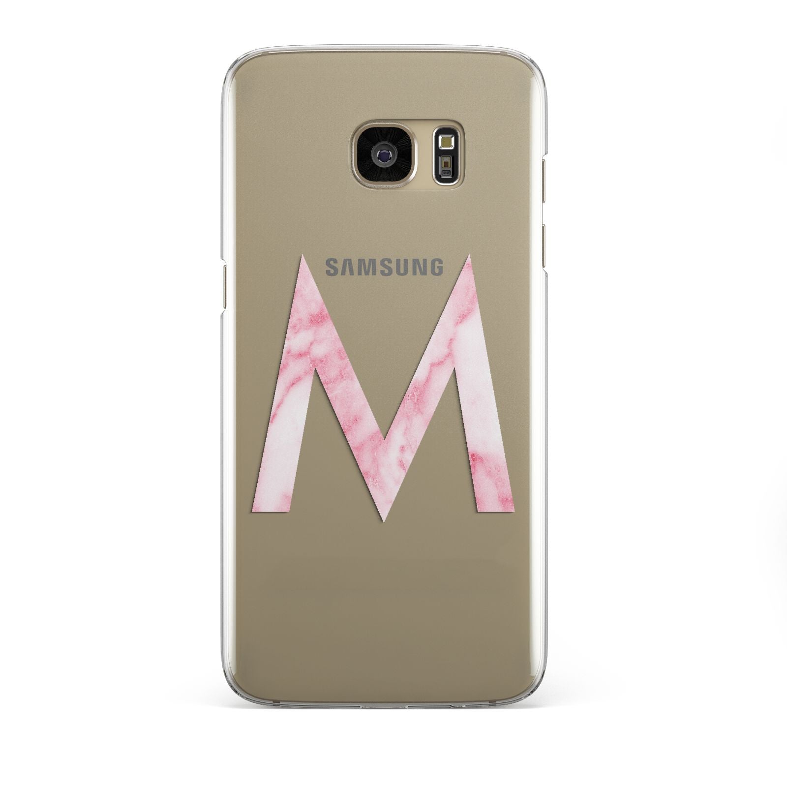 Personalised Pink Marble Initial Clear Custom Samsung Galaxy S7 Edge Case